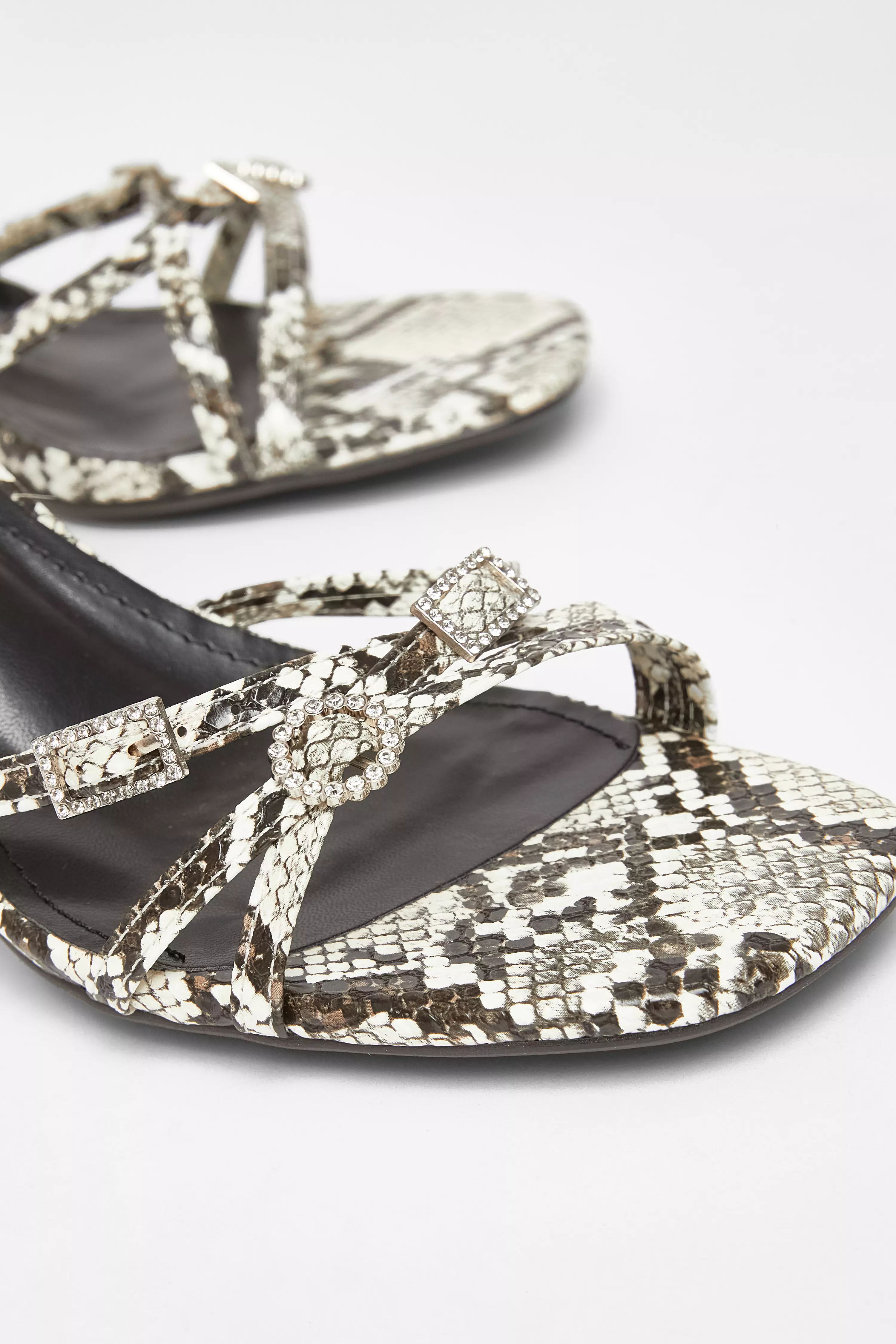Snake Print Buckle Strap Heels