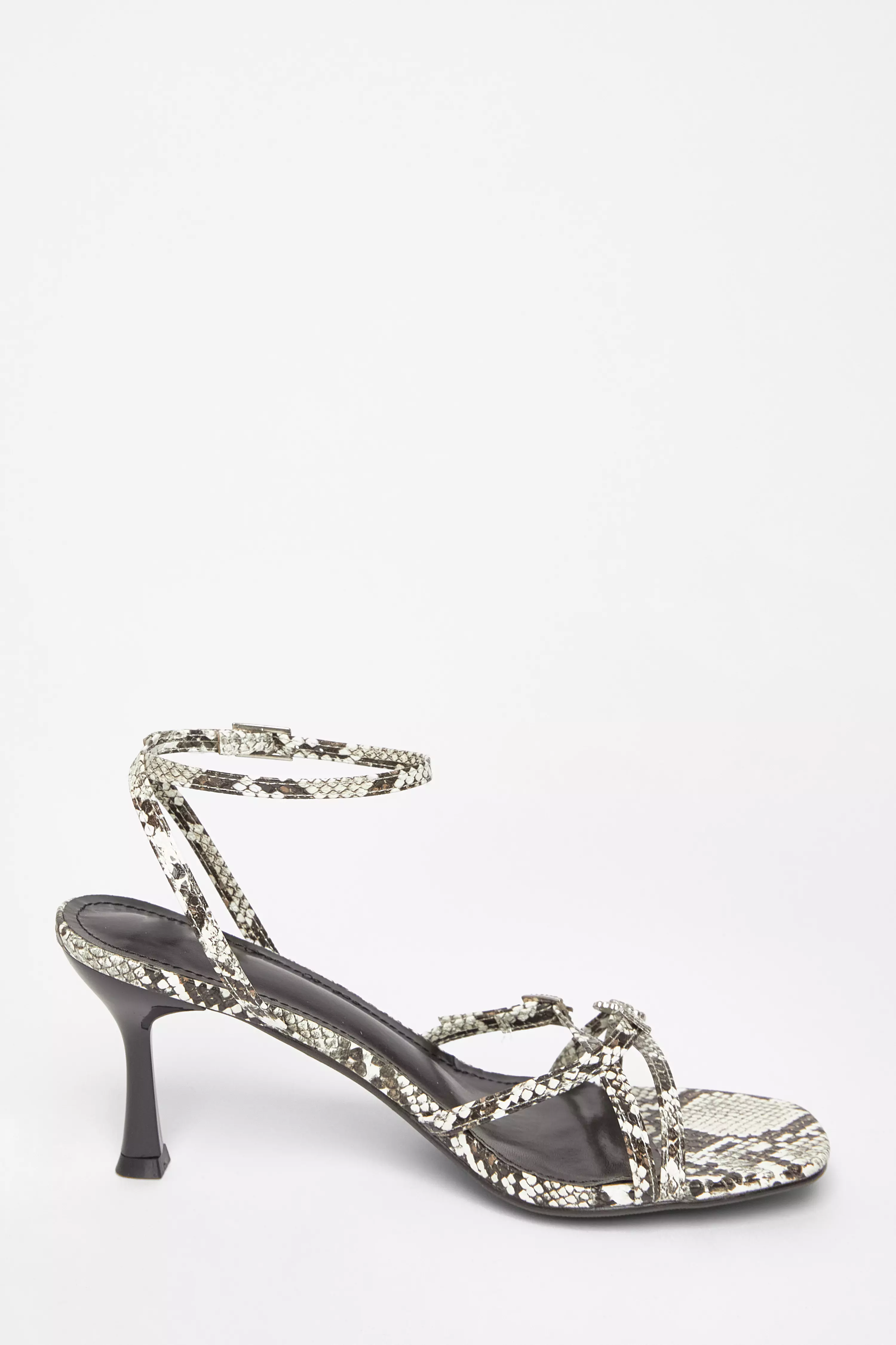 Snake Print Buckle Strap Heels
