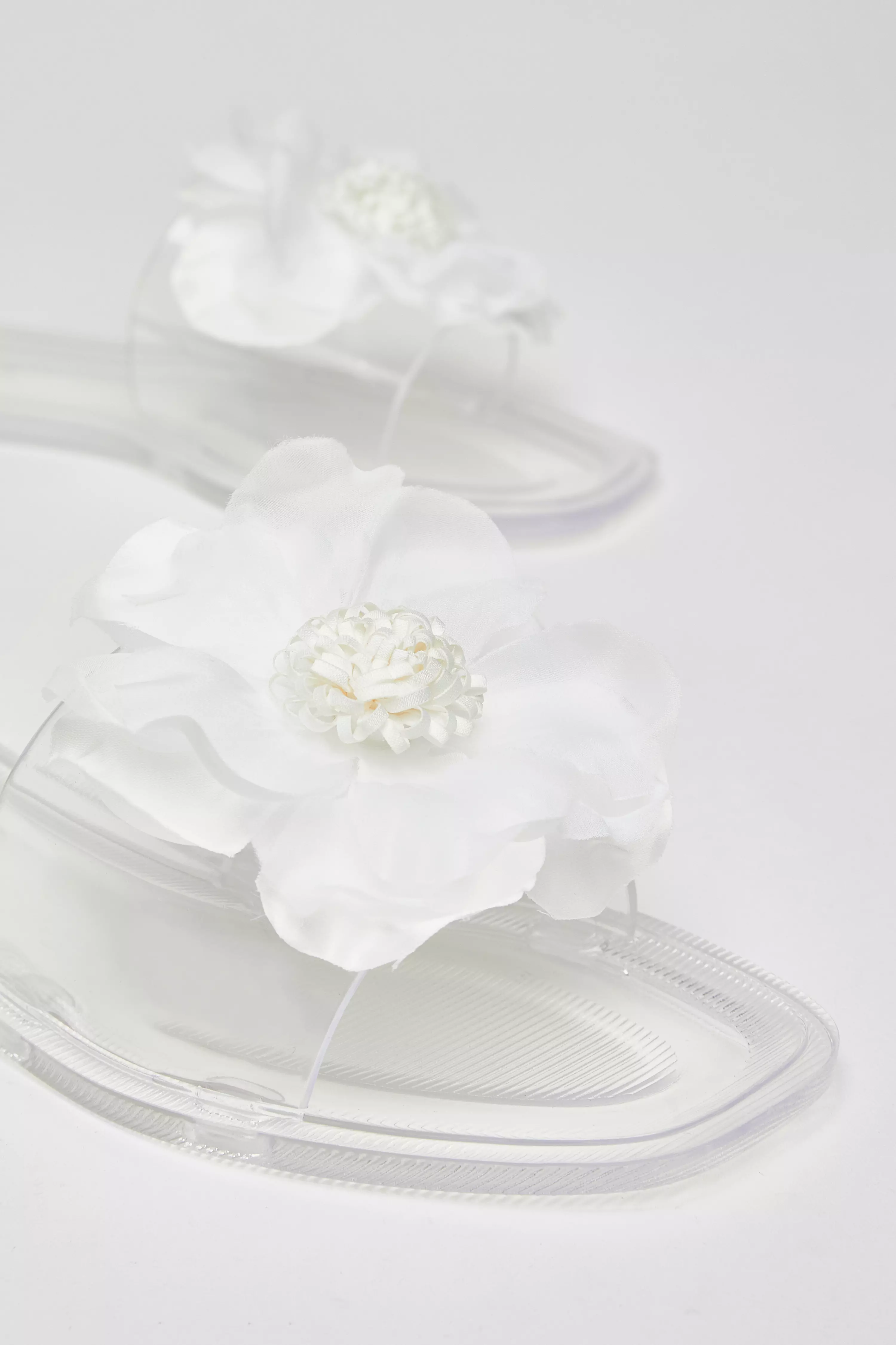 White Floral Jelly Sandals