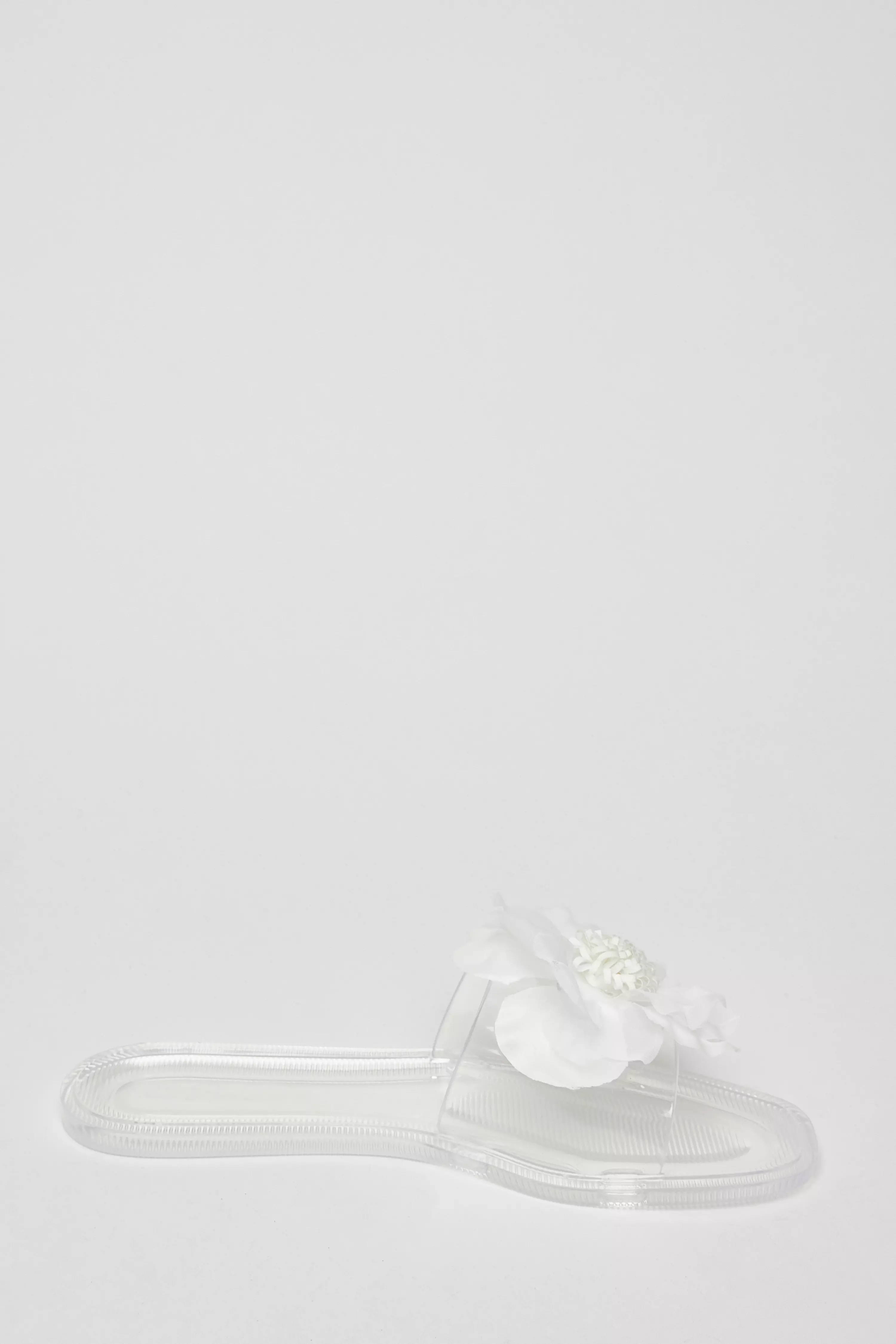 White Floral Jelly Sandals
