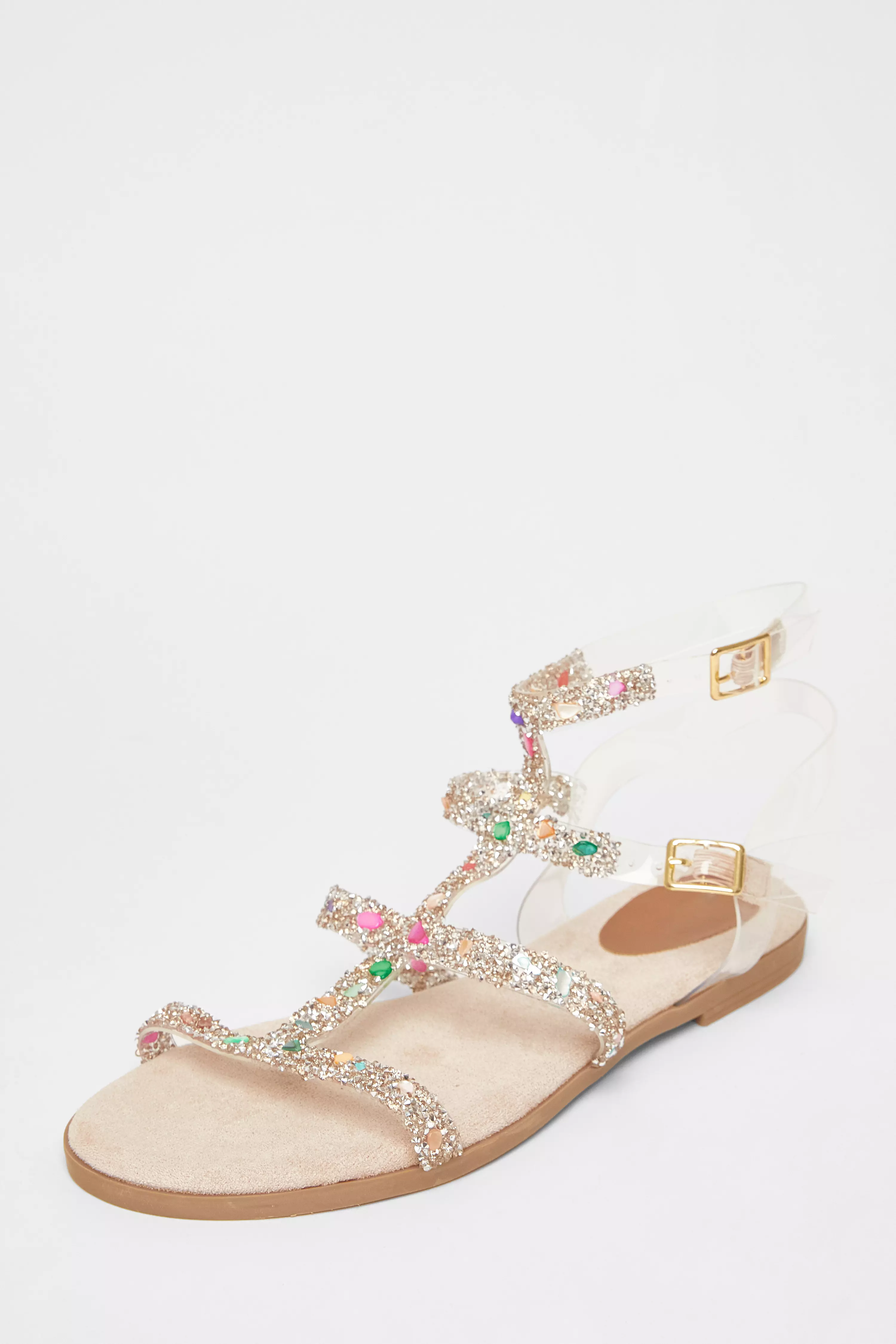 Nude Diamante Gladiator Sandals