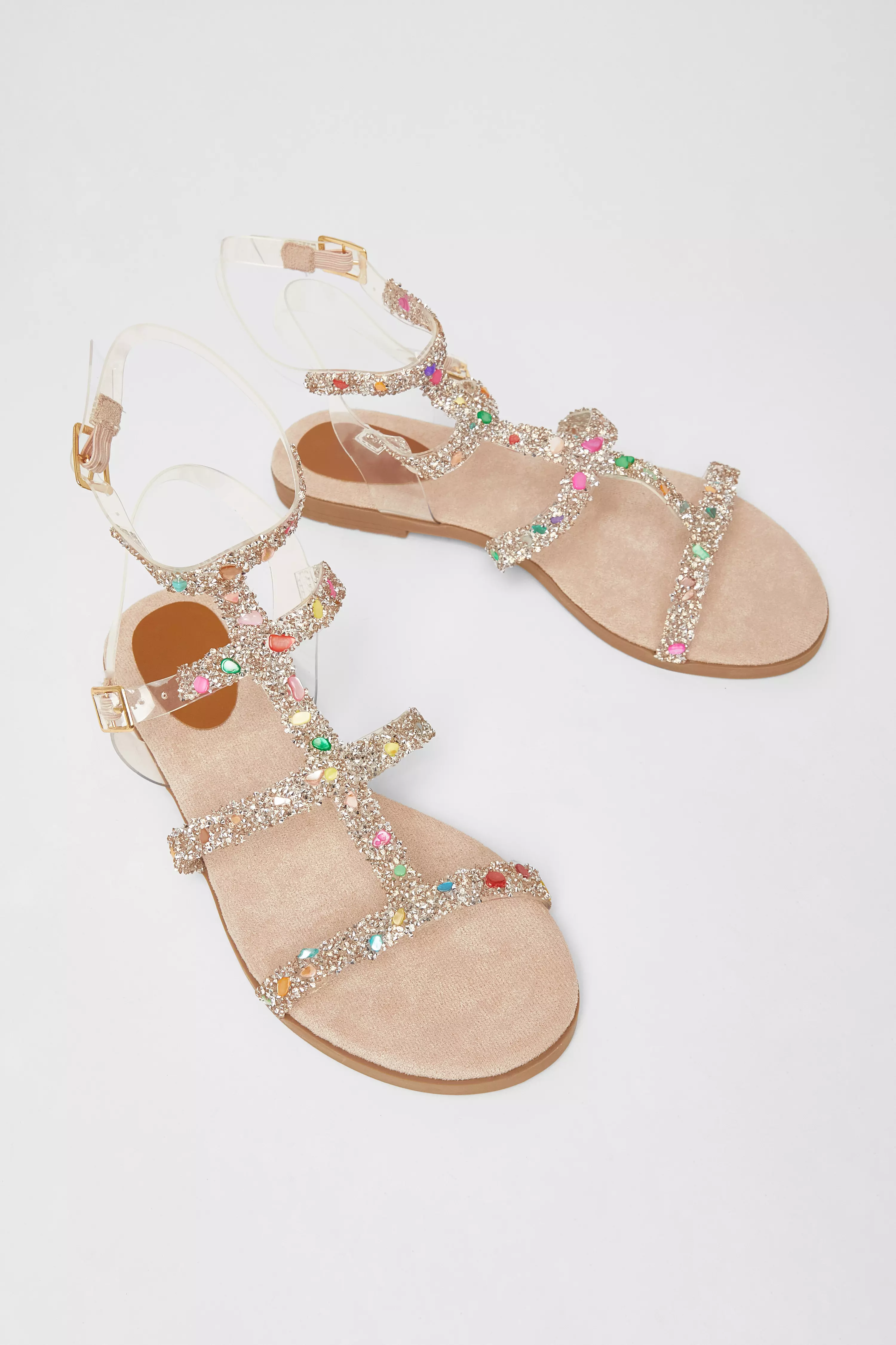 Nude Diamante Gladiator Sandals