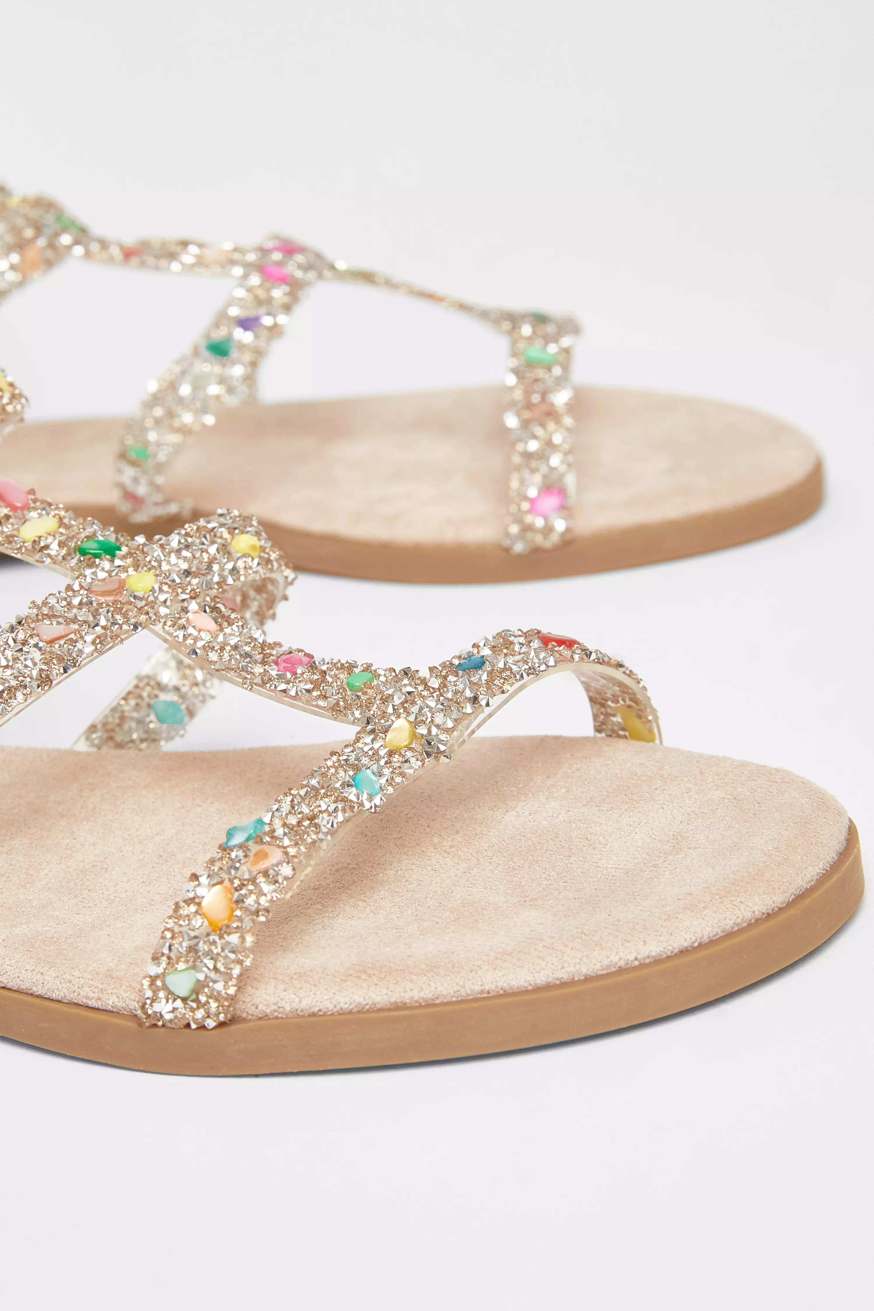 Nude Diamante Gladiator Sandals
