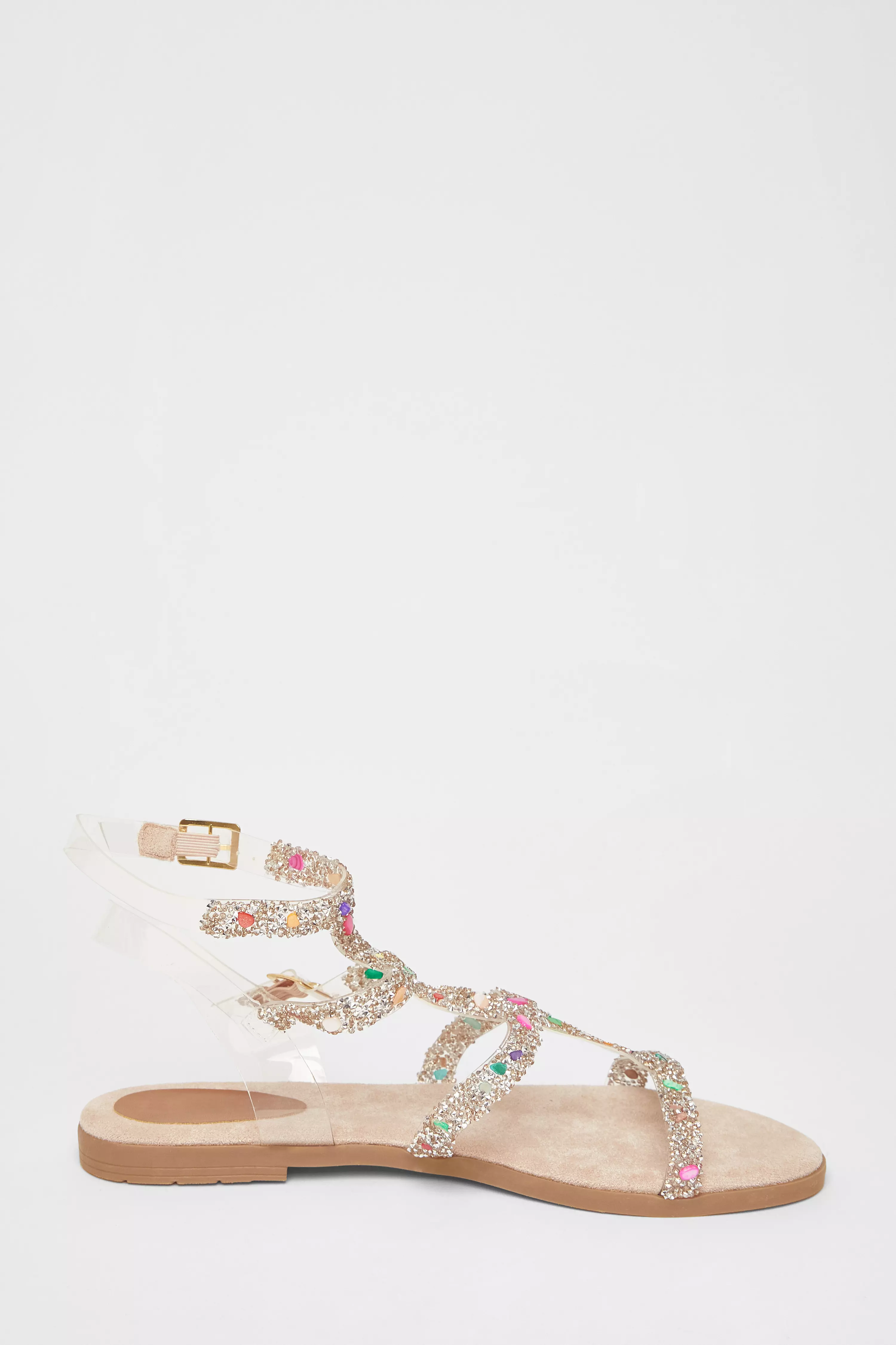 Nude Diamante Gladiator Sandals