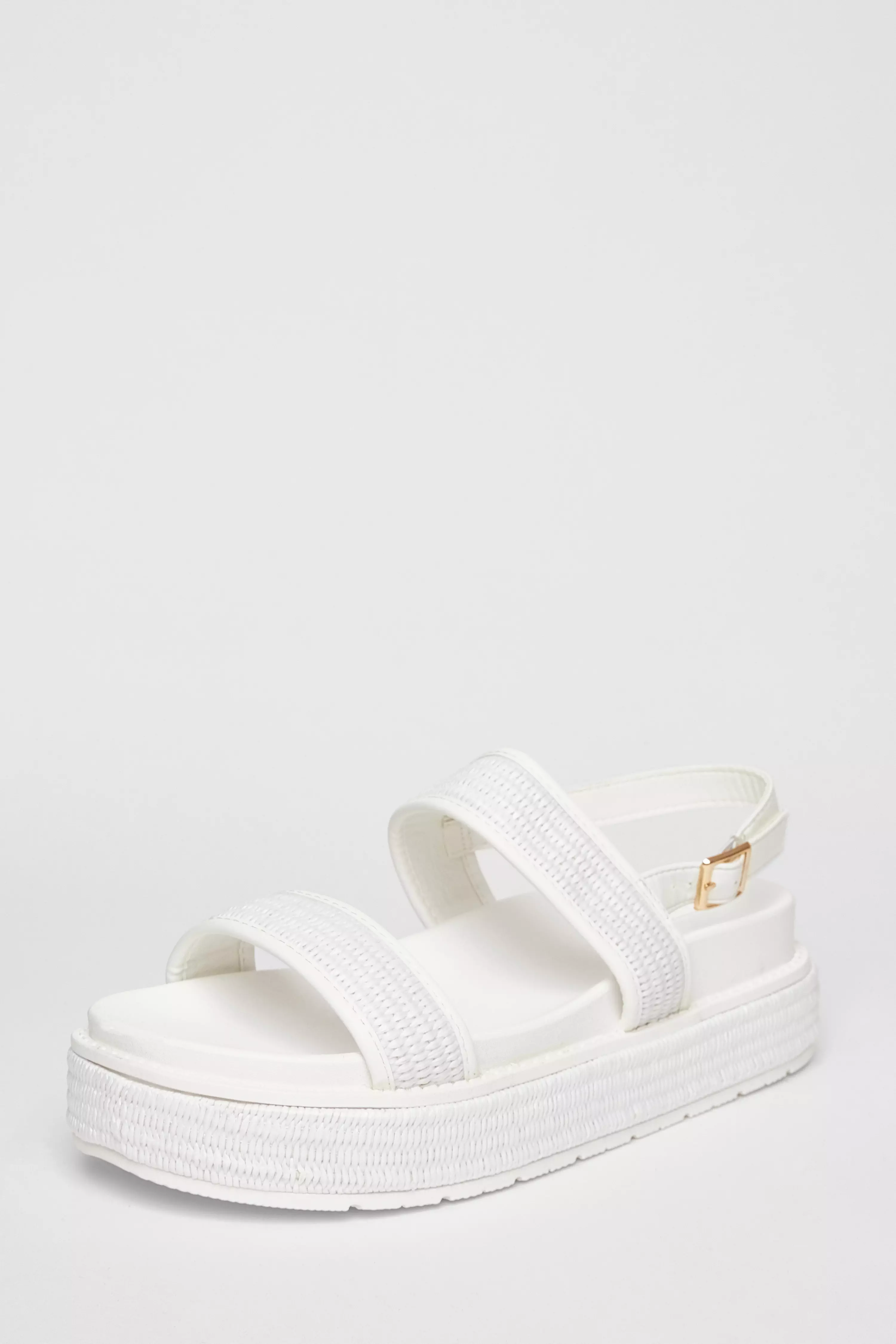 White Double Strap Flatform Sandals