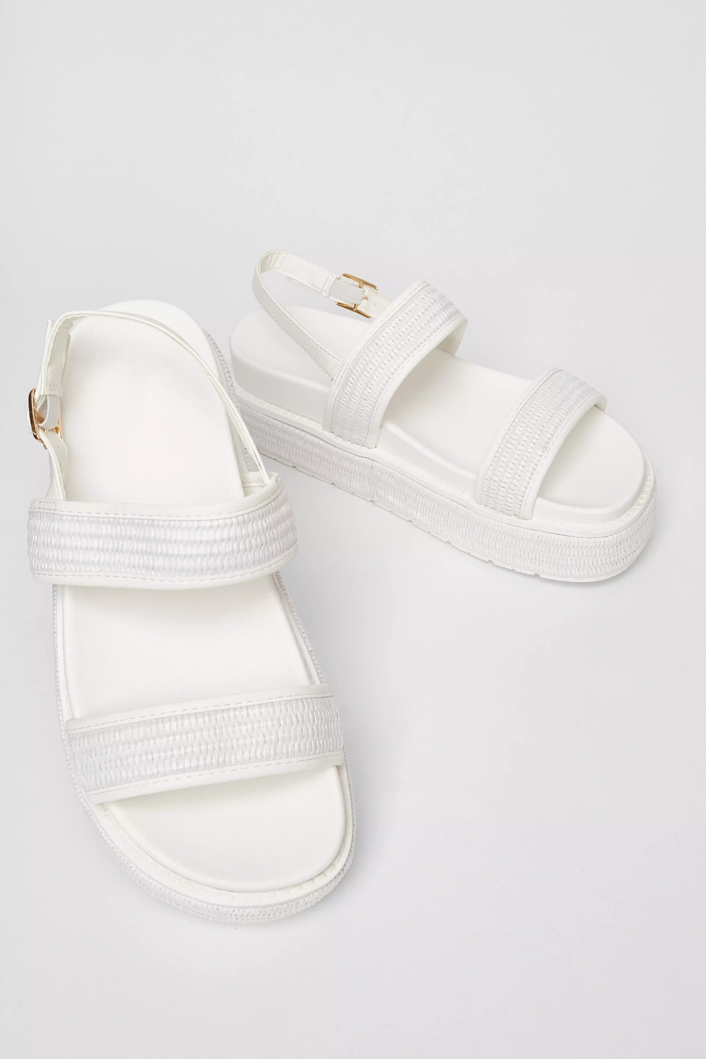 White Double Strap Flatform Sandals