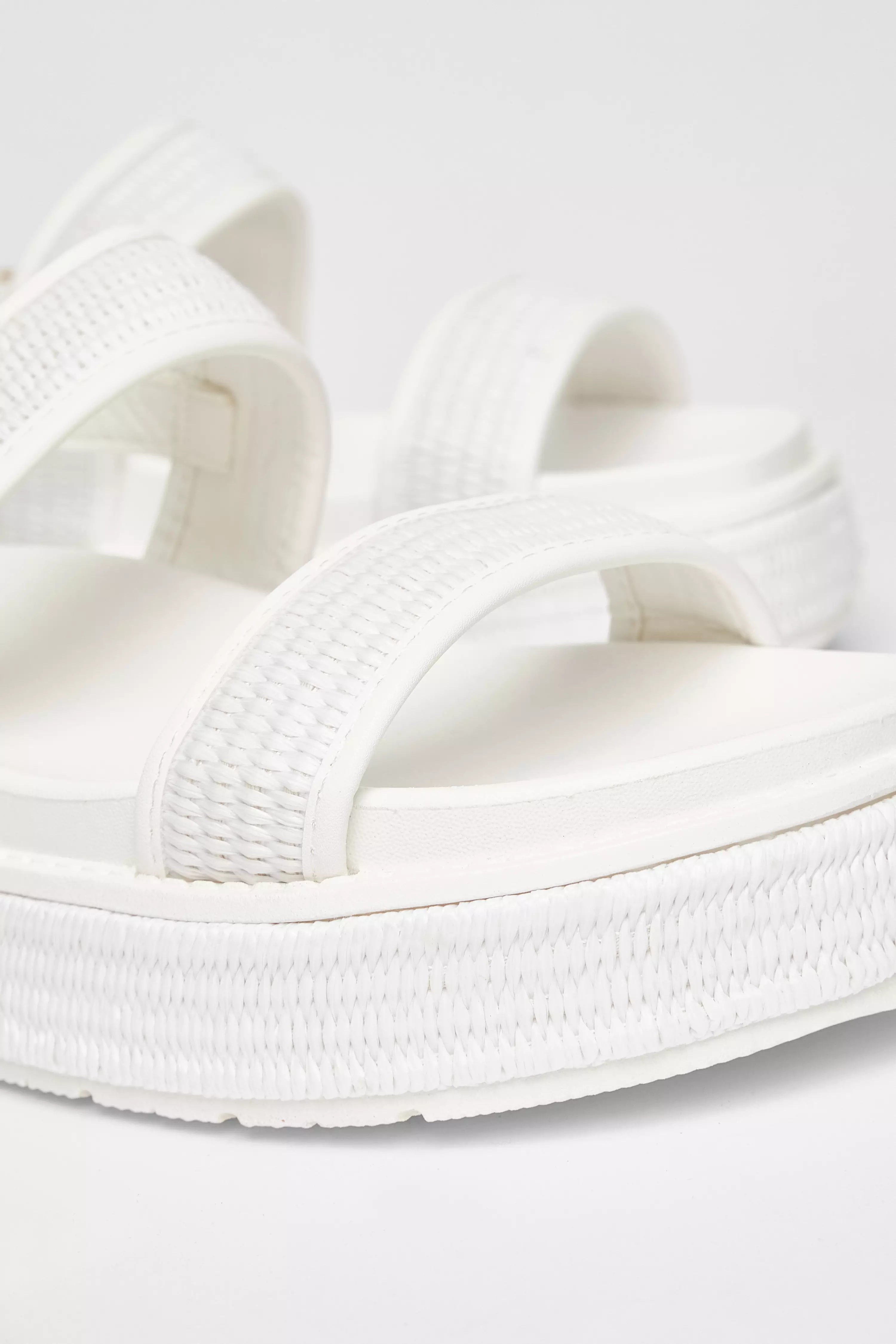 White Double Strap Flatform Sandals