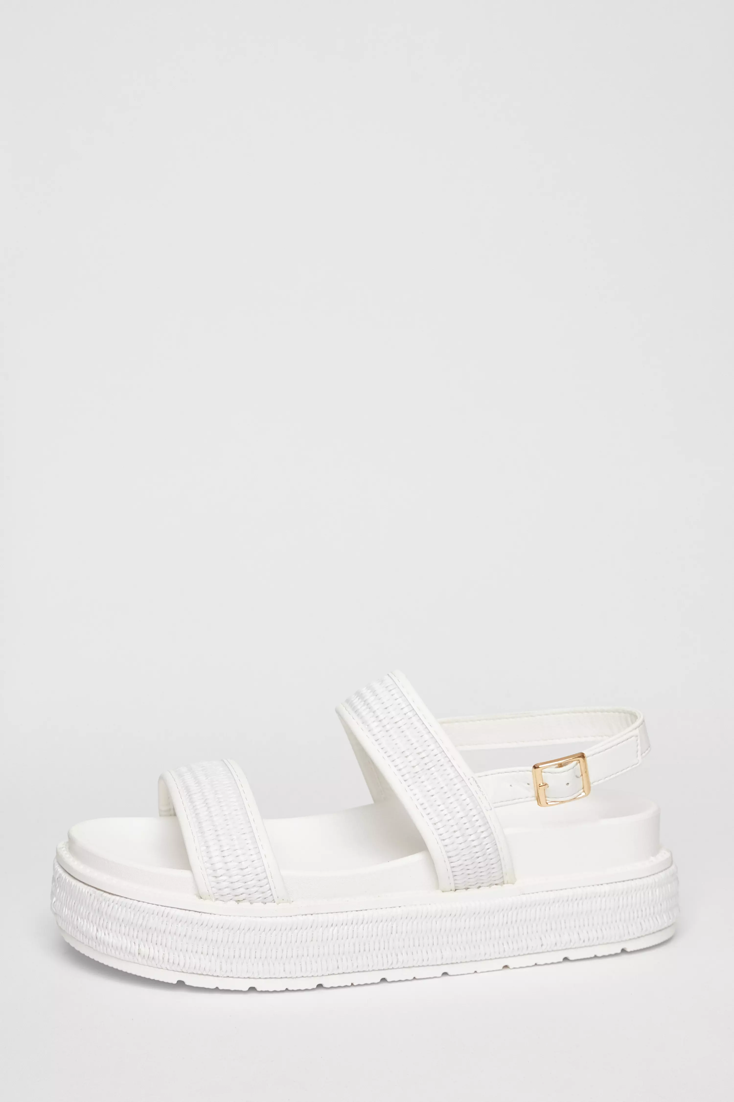 White Double Strap Flatform Sandals