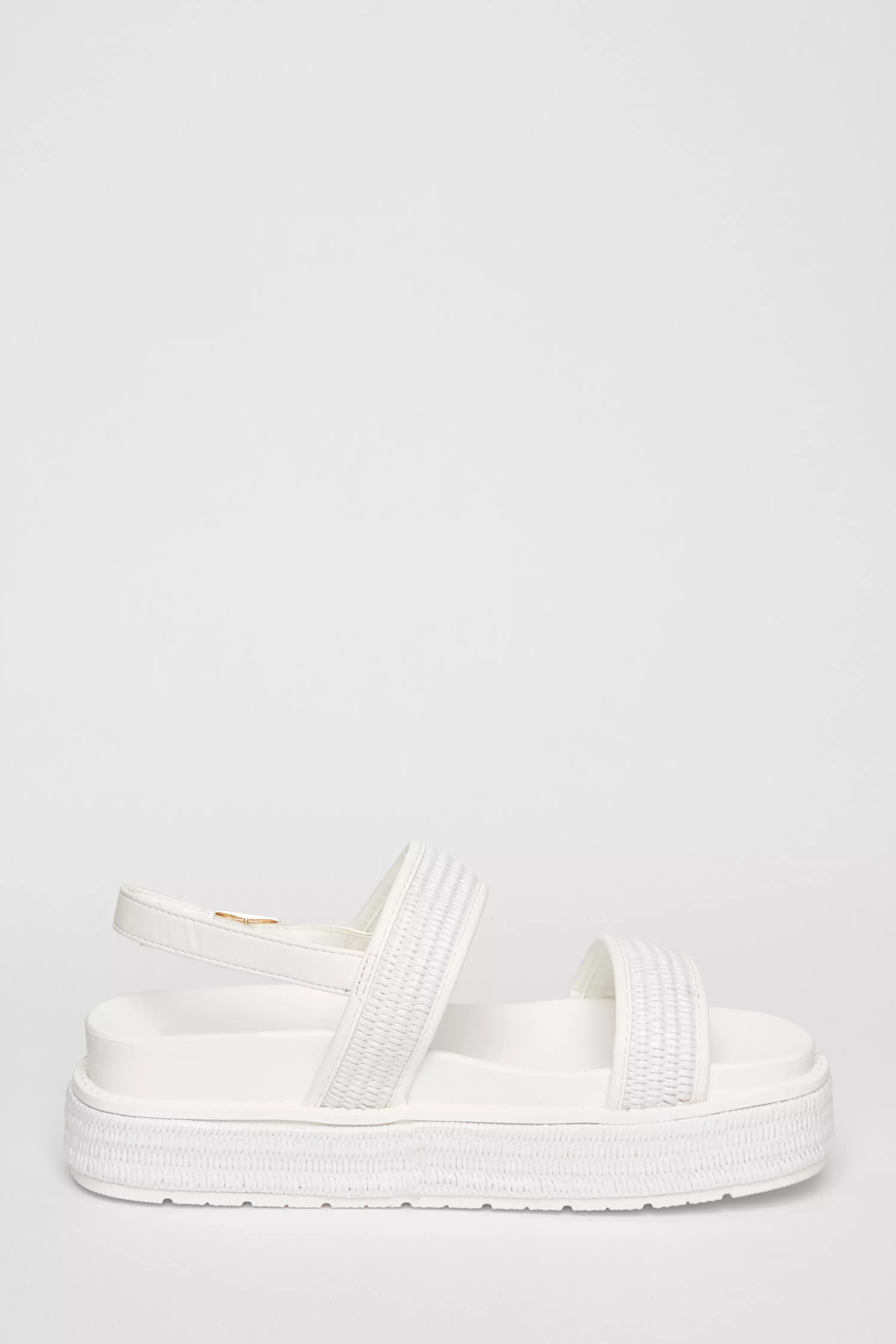 White Double Strap Flatform Sandals