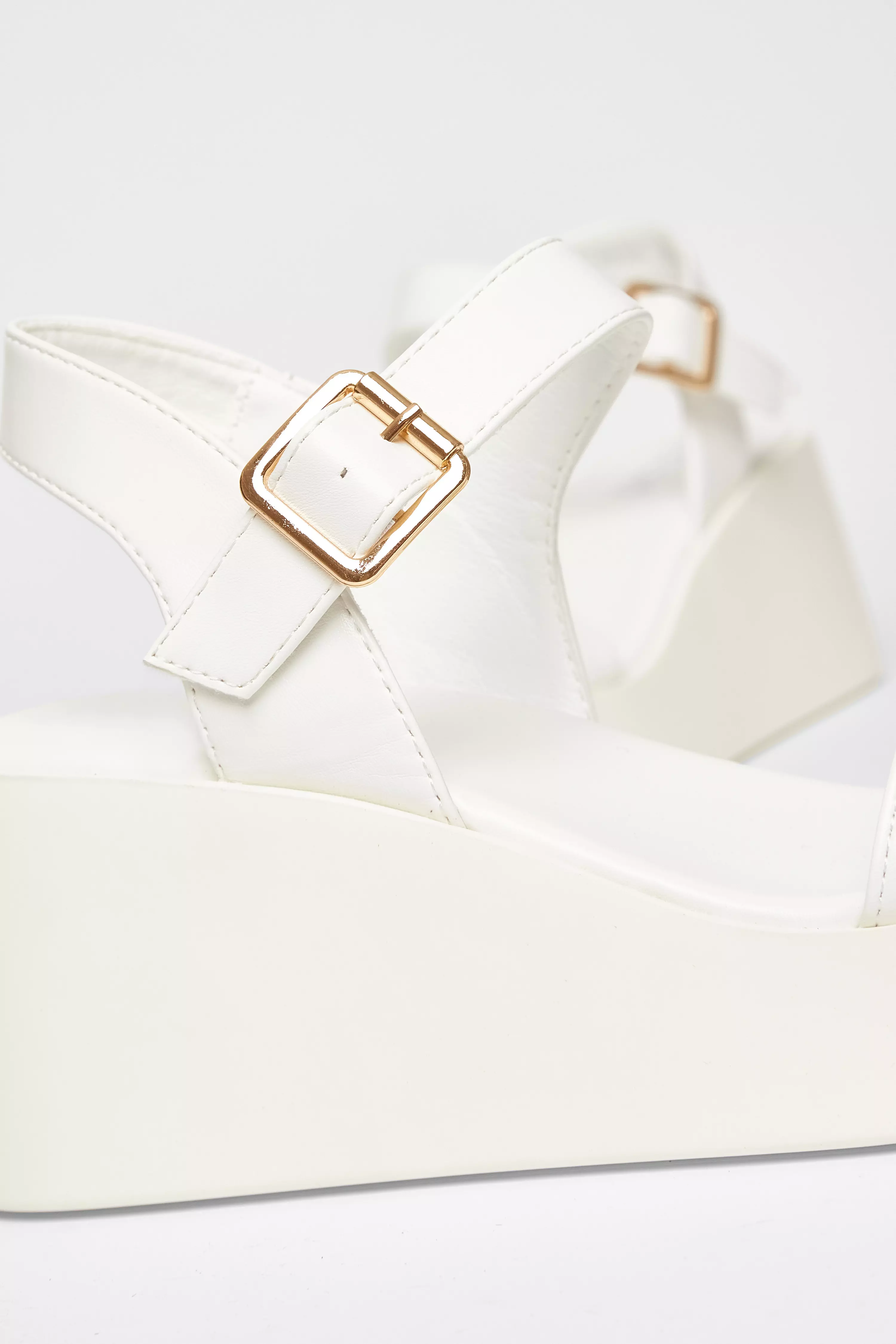 White Faux Leather Wedges
