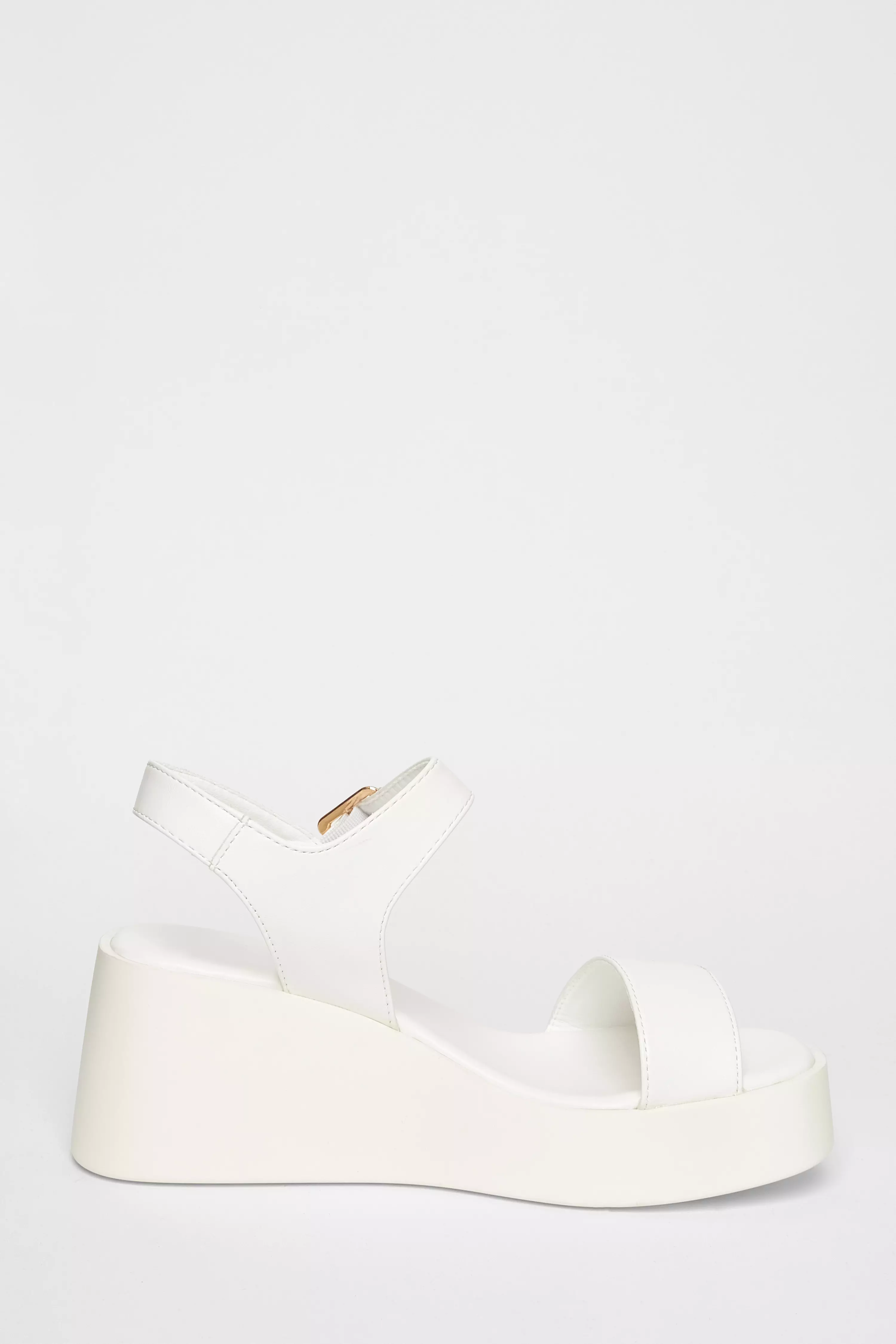 White Faux Leather Wedges