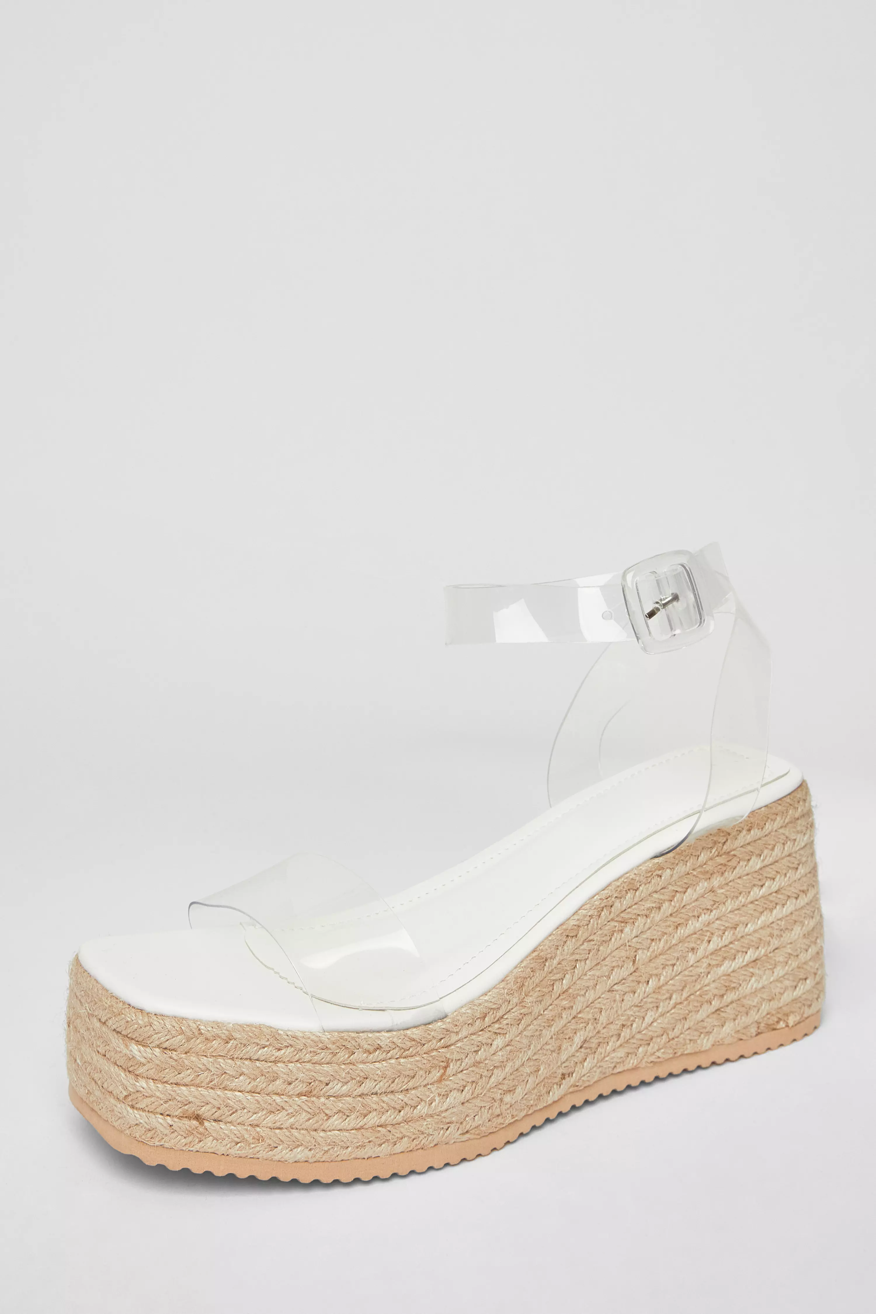 White Clear Strap Wedges