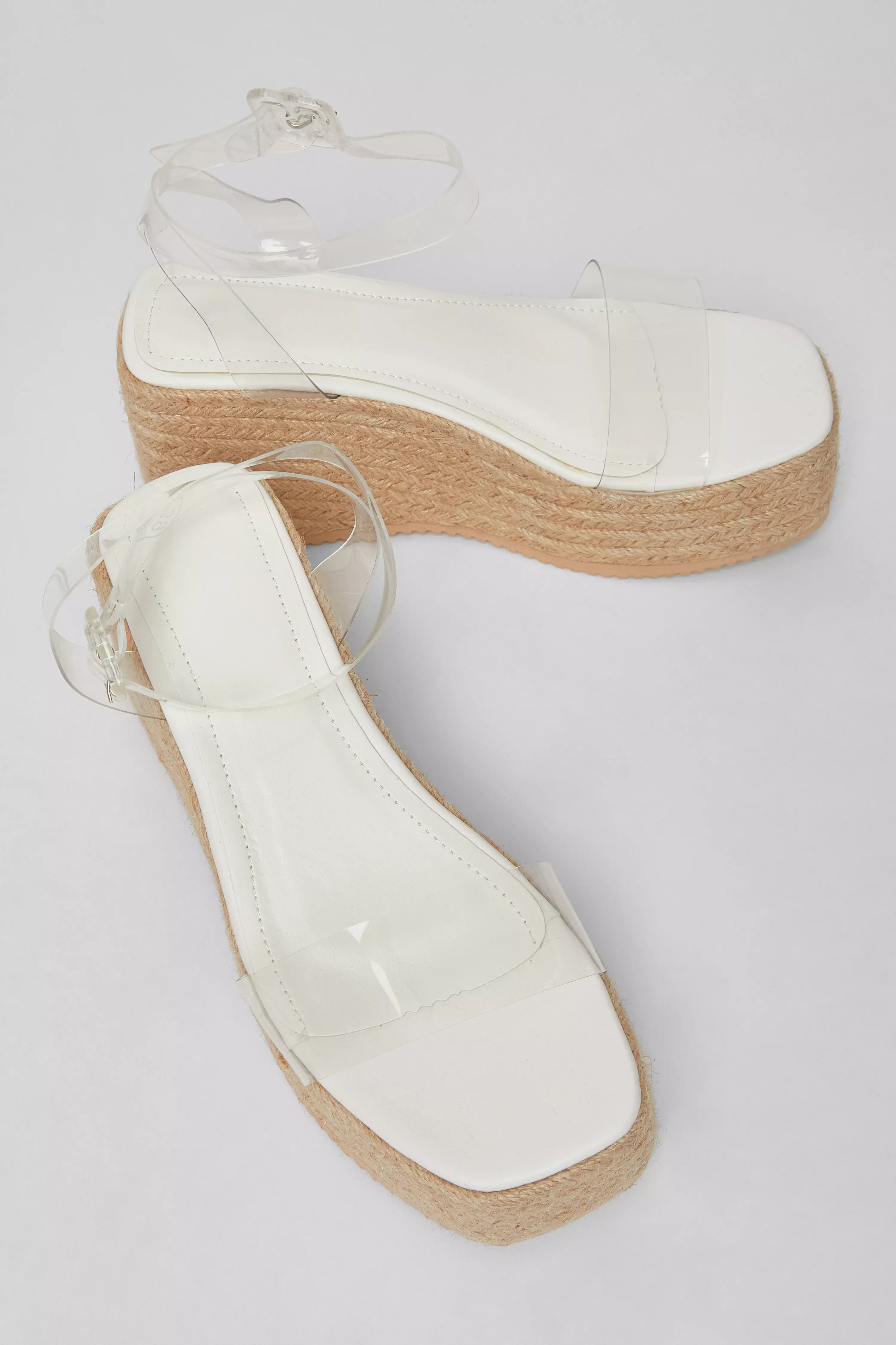 White Clear Strap Wedges