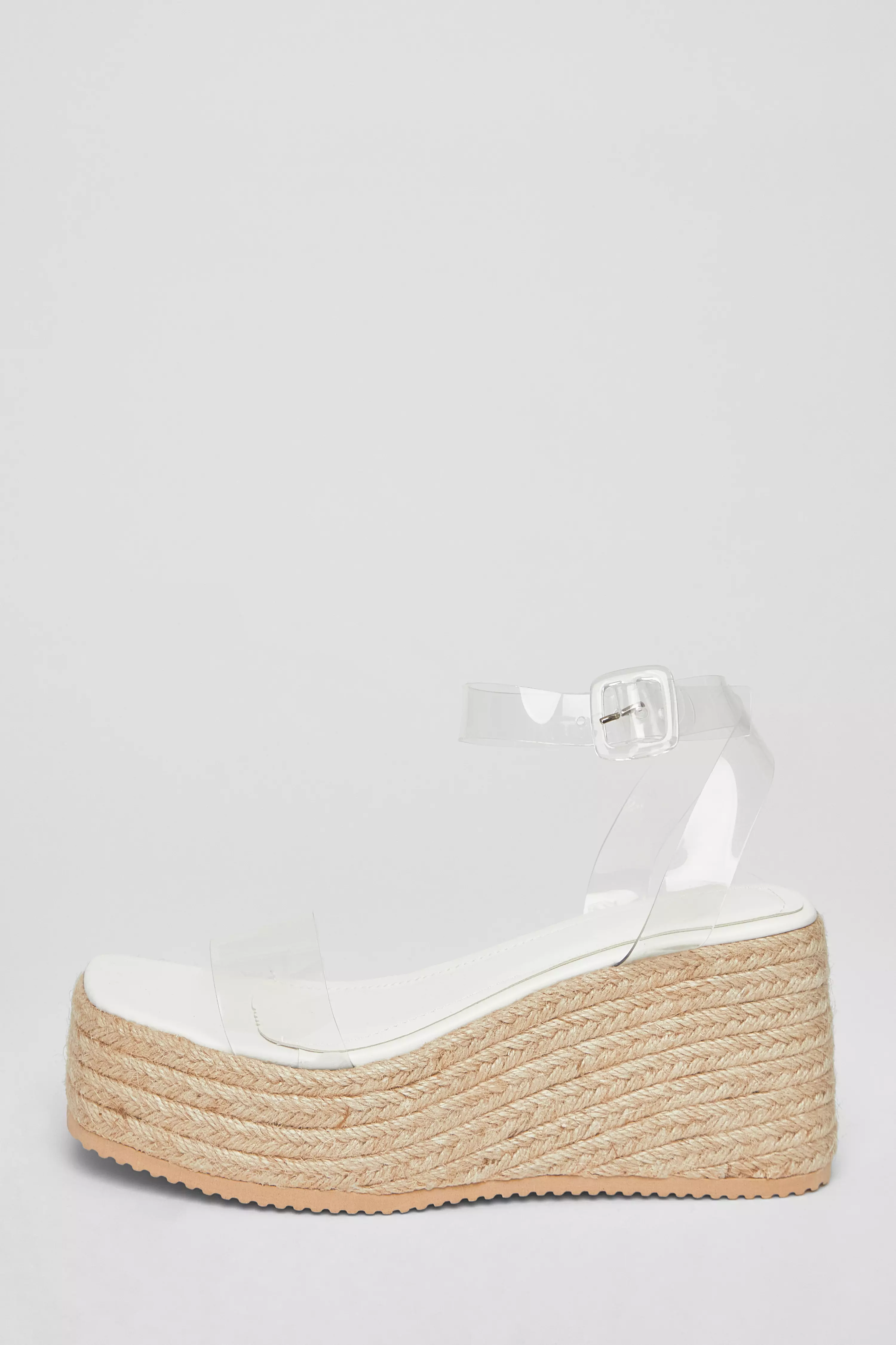 White Clear Strap Wedges
