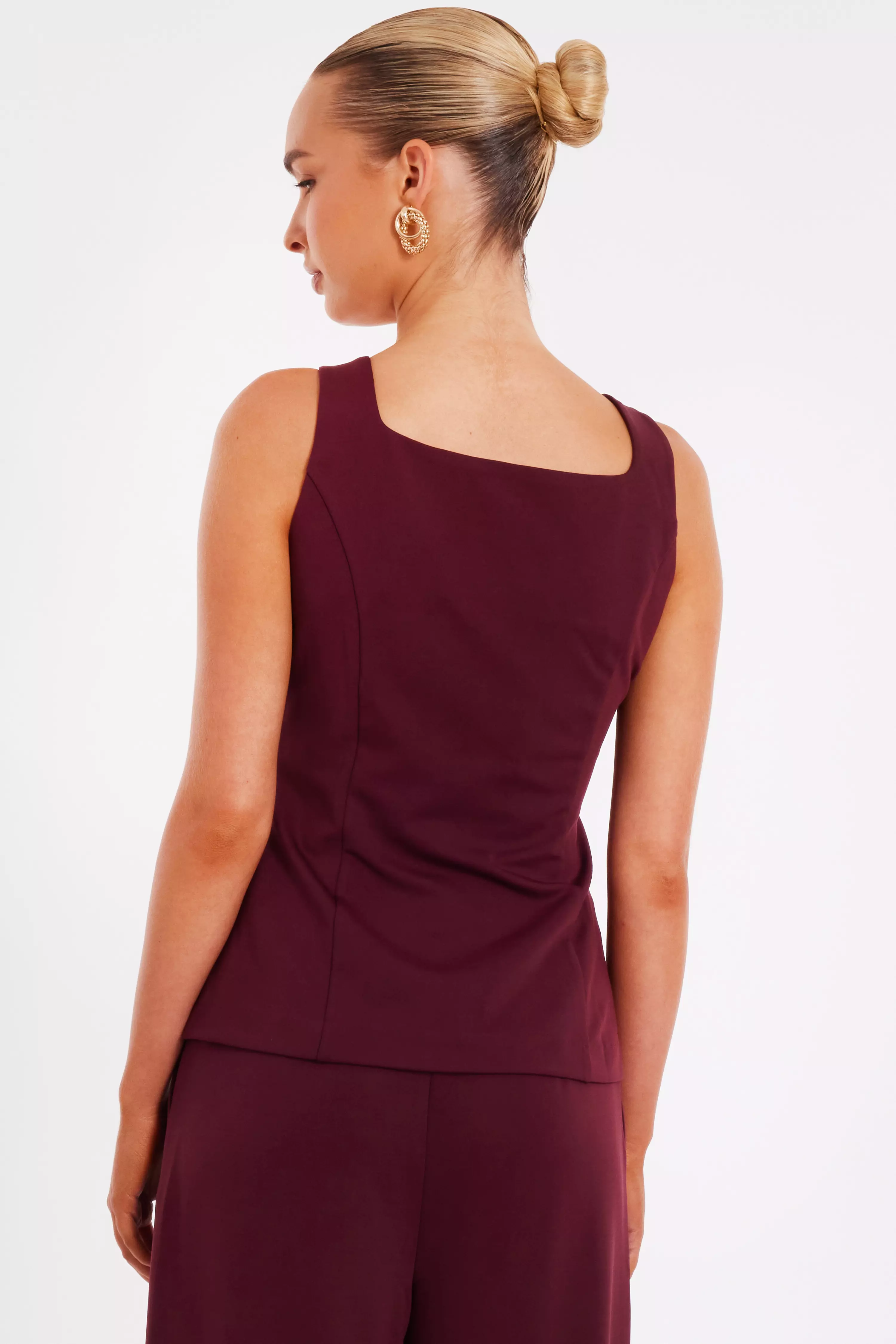 Dark Red Button Front Waistcoat