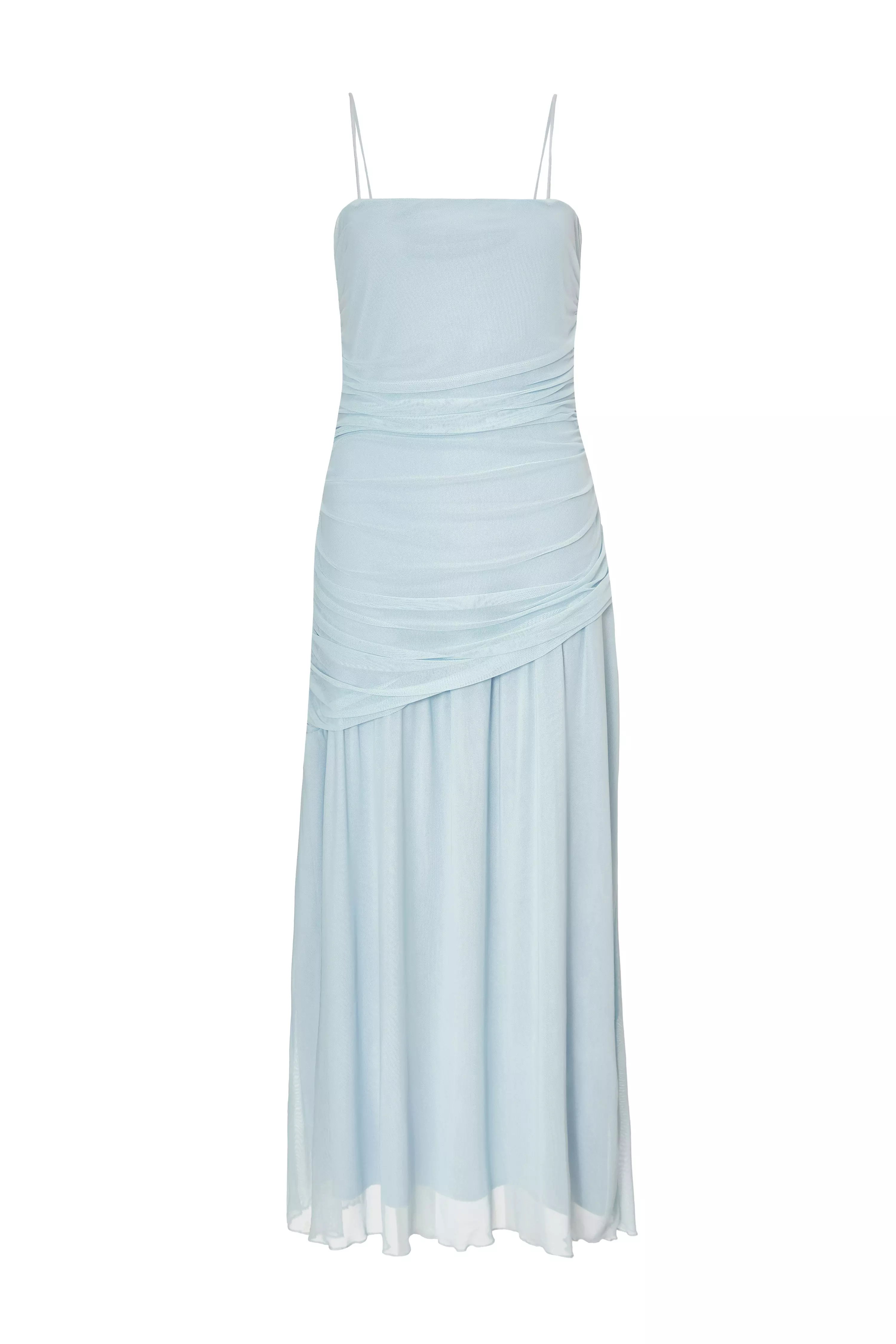 Pale Blue Drop Waist Midaxi Dress