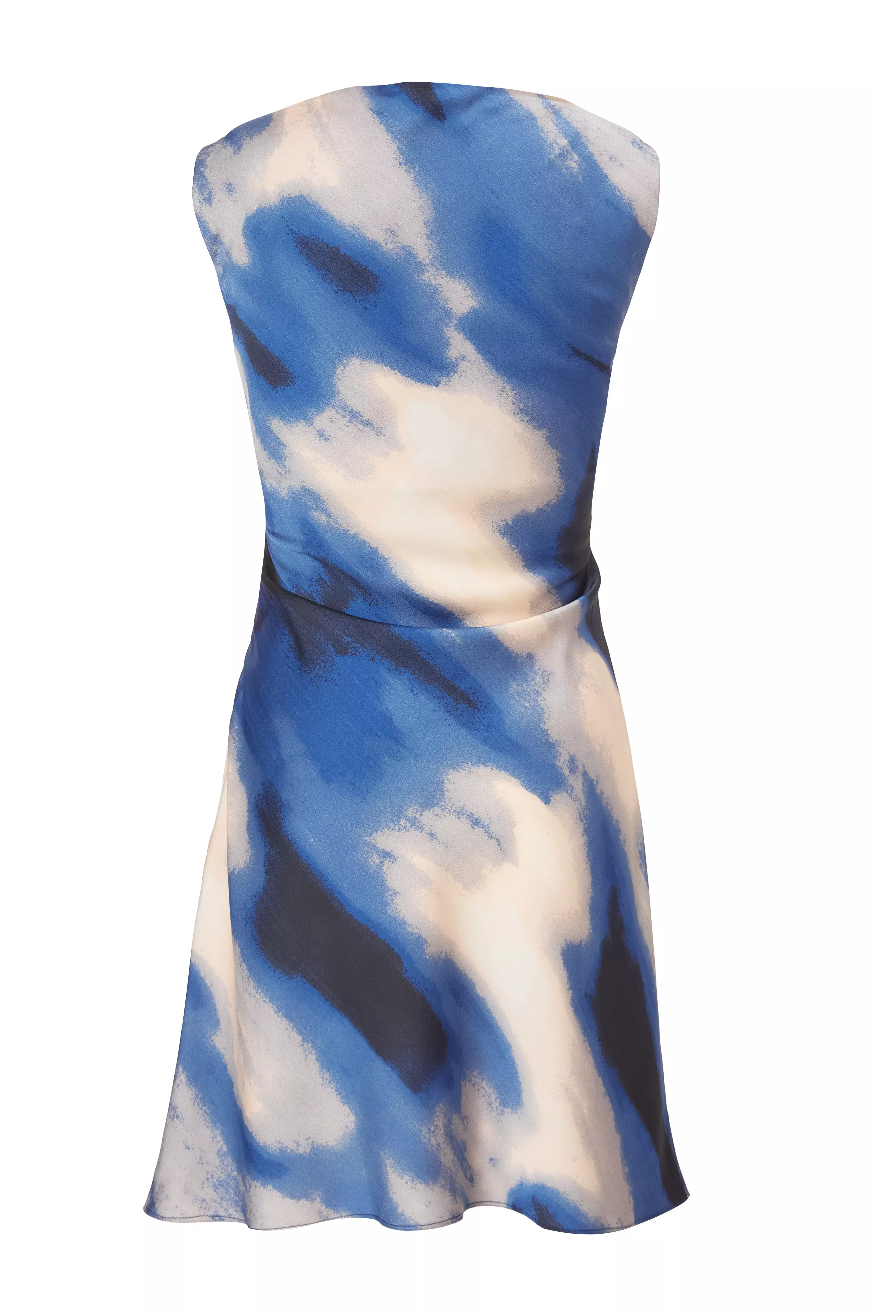 Blue Satin Marble Mini Dress