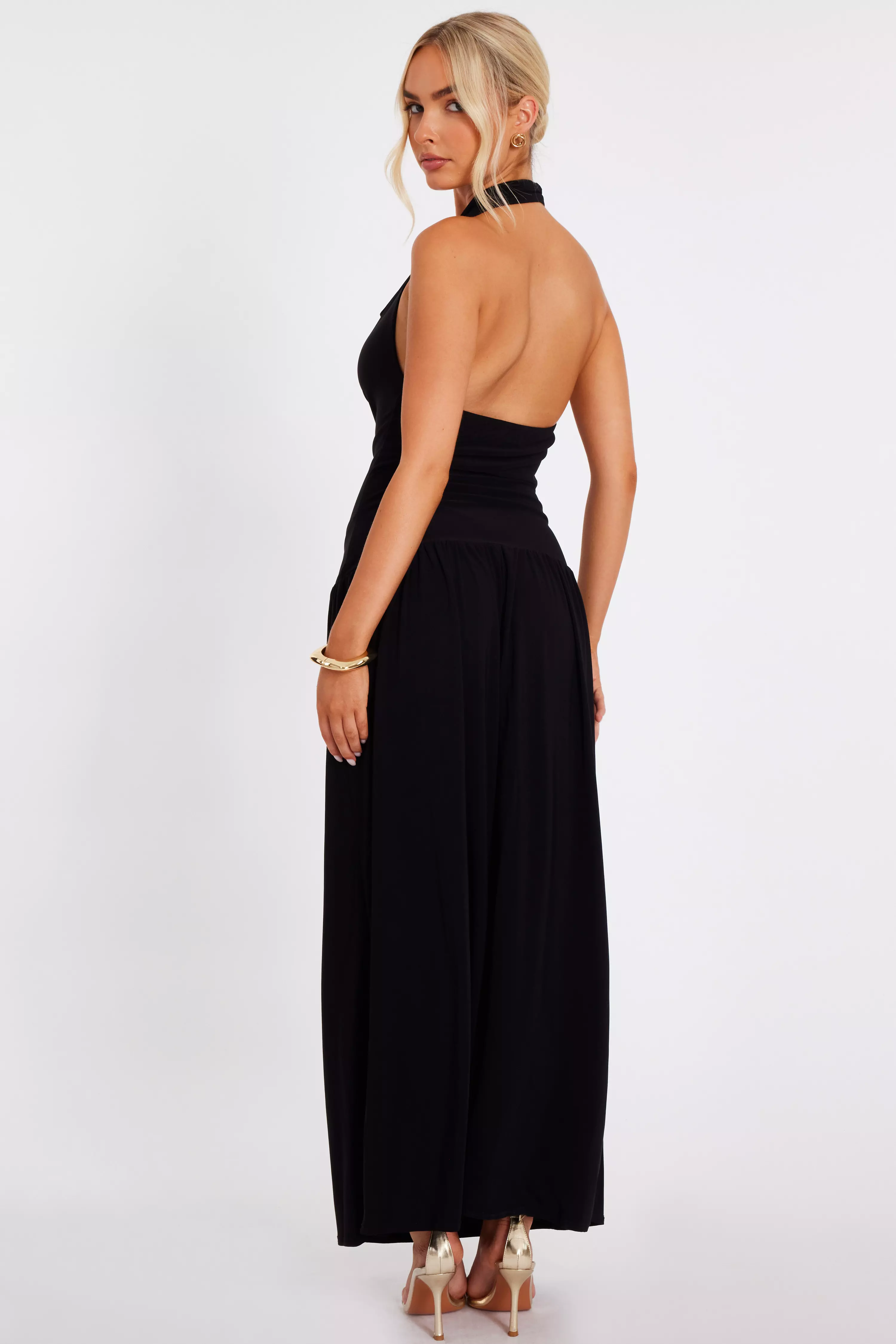 Black Cowl Neck Maxi Dress