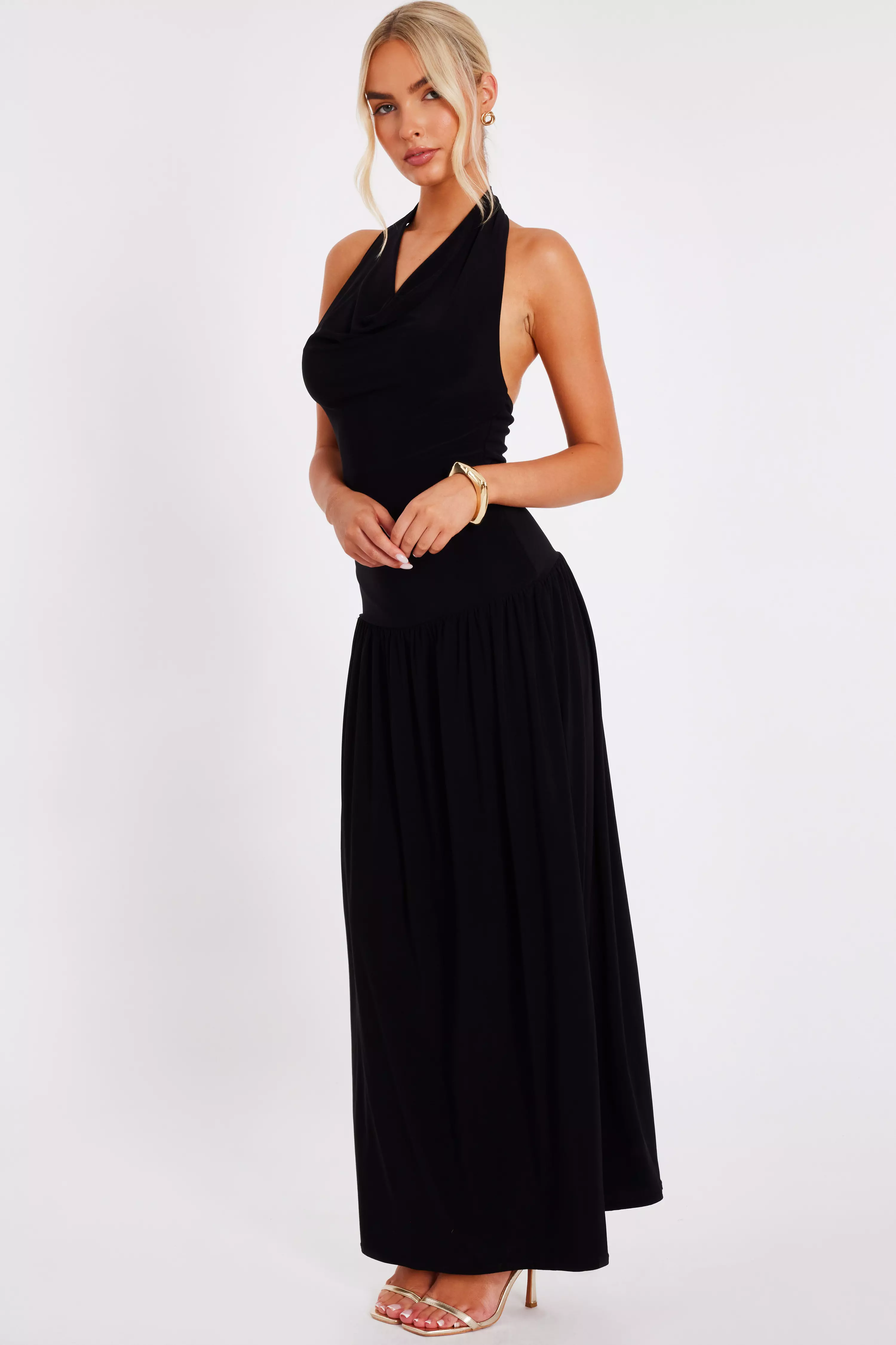 Black Cowl Neck Maxi Dress