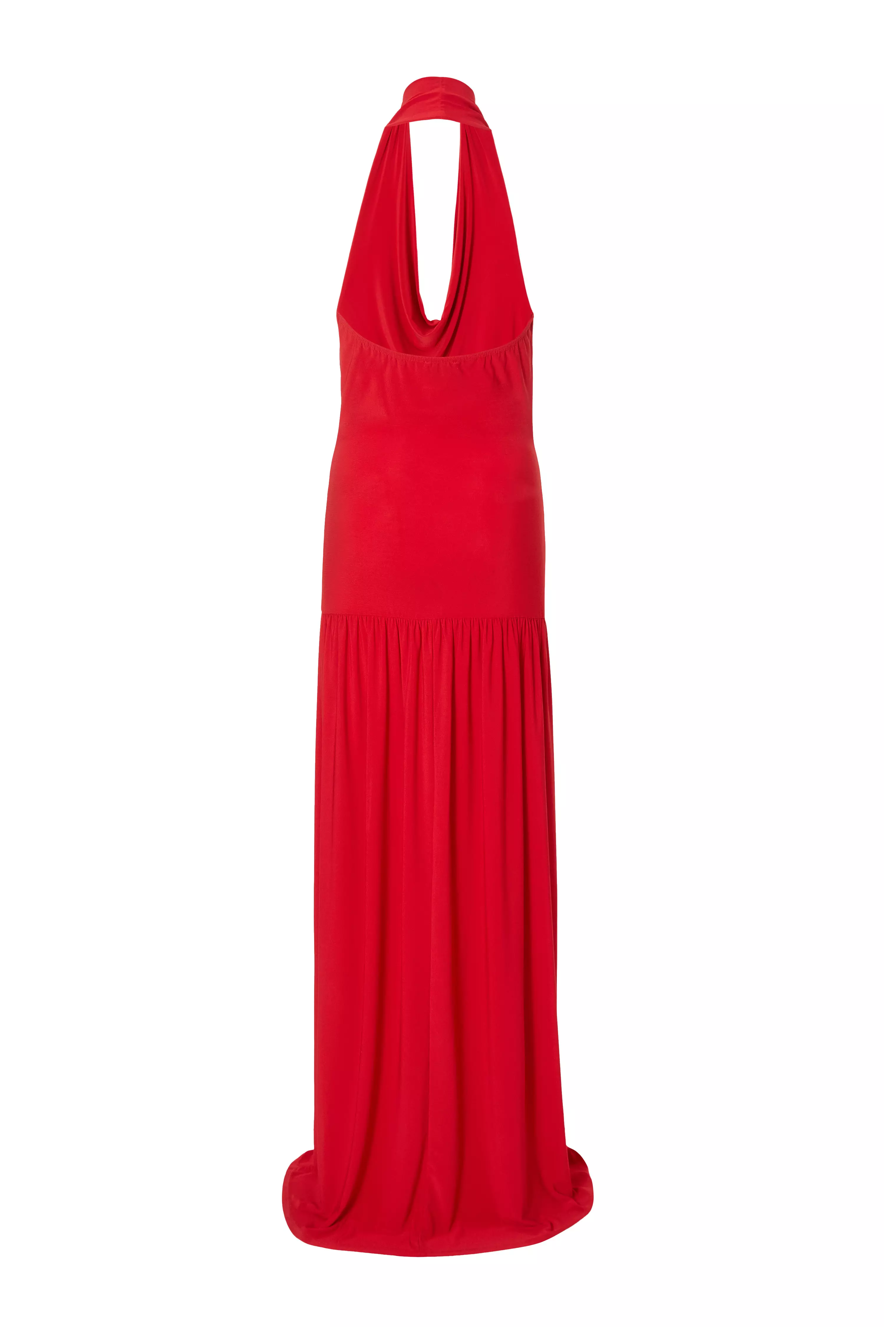 Red Cowl Neck Maxi Dress