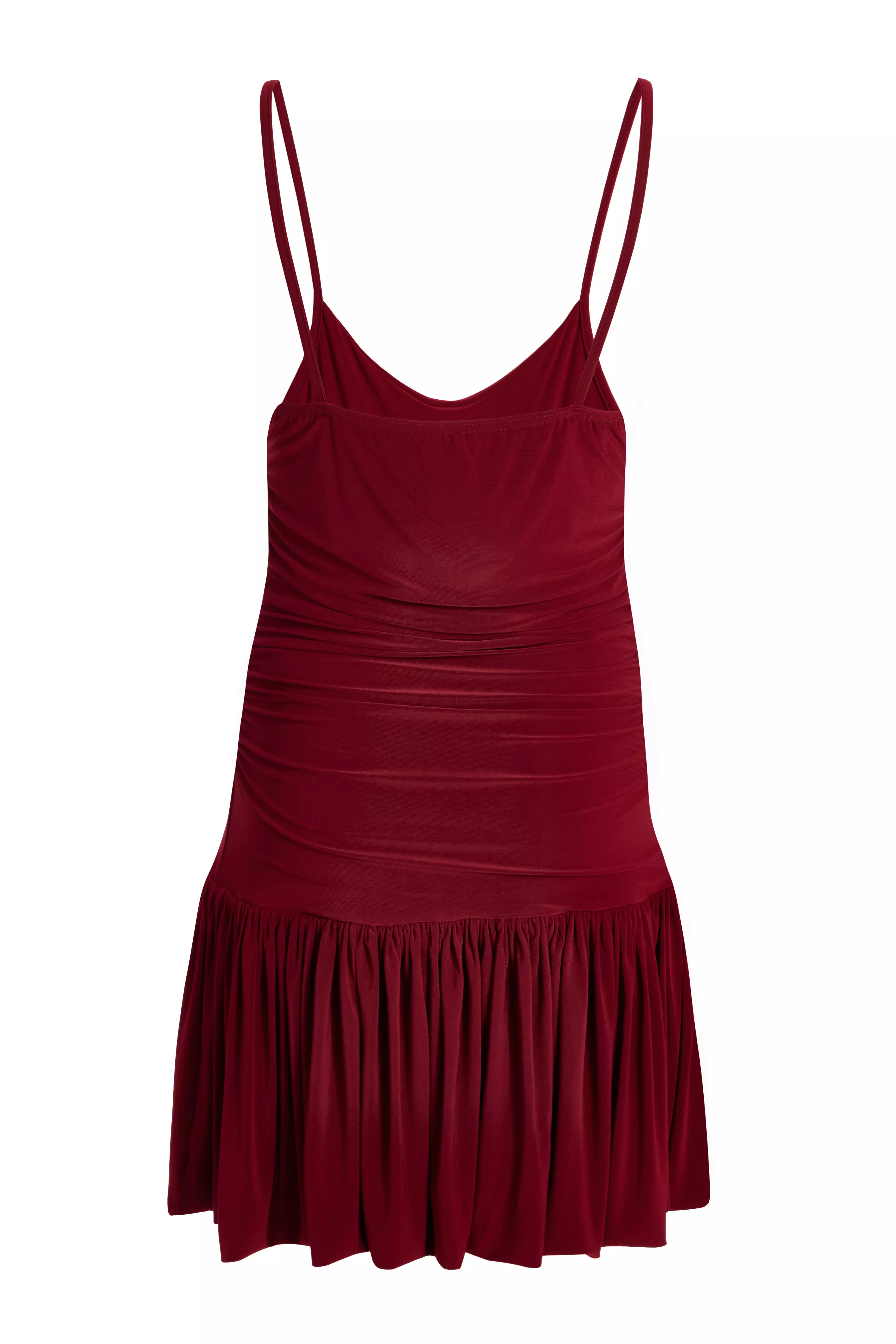 Dark Red Bubble Hem Mini Dress