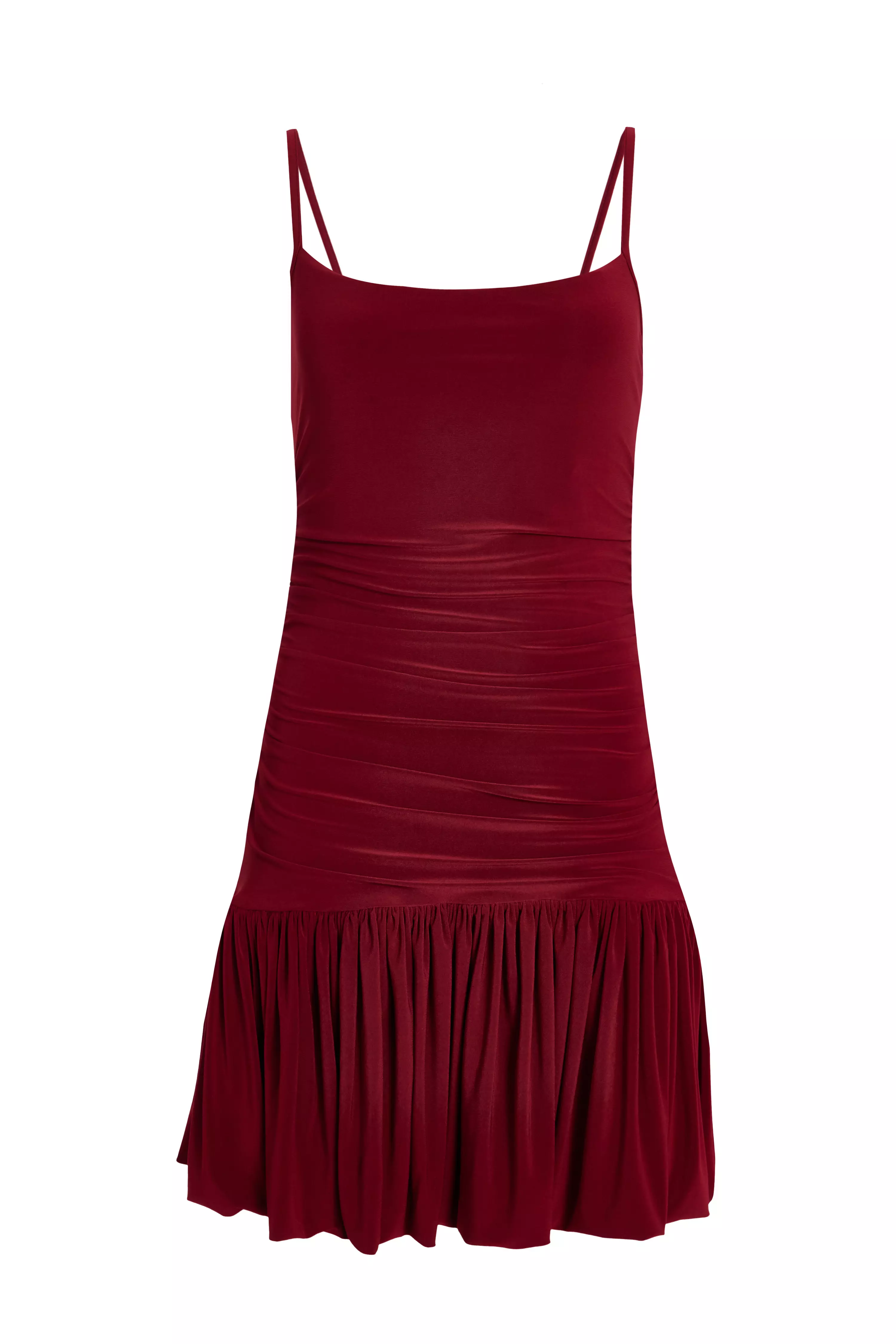 Dark Red Bubble Hem Mini Dress