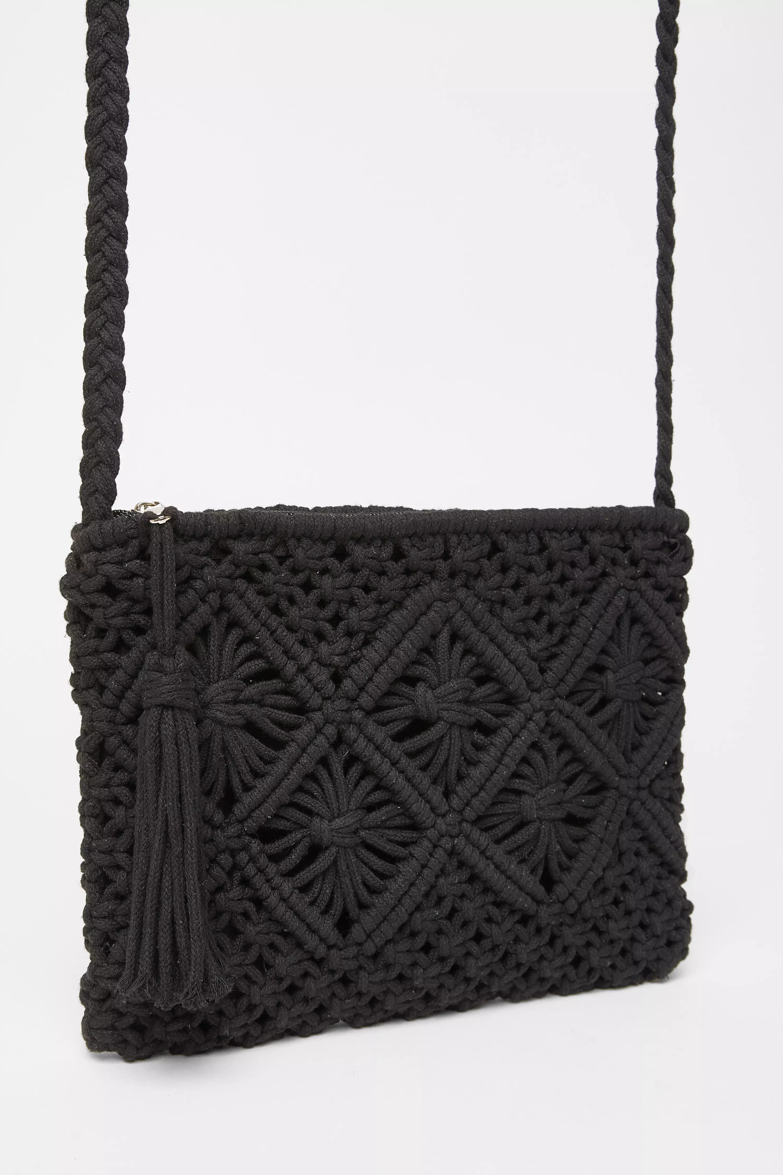 Black Crochet Cross Body Bag