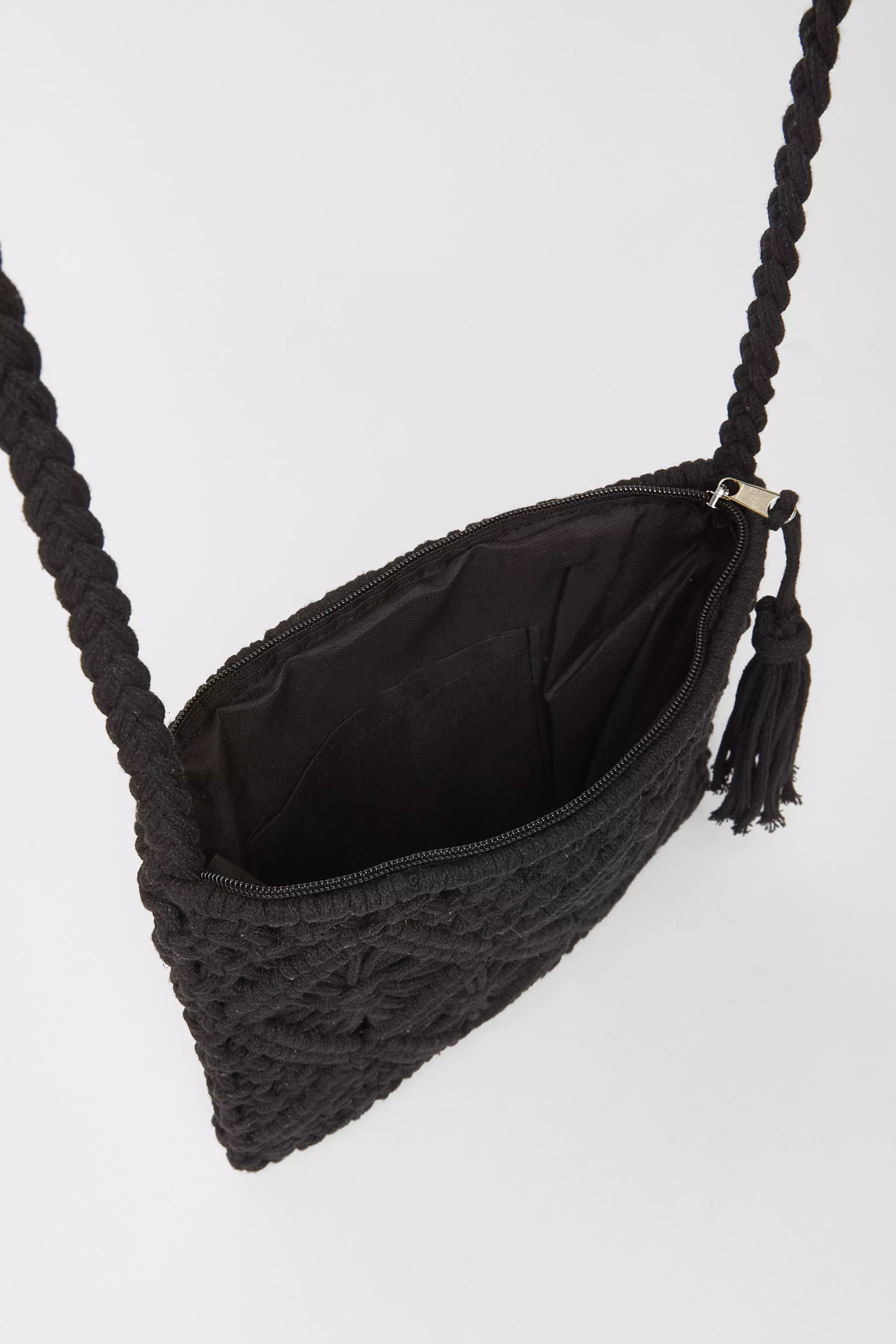 Black Crochet Cross Body Bag