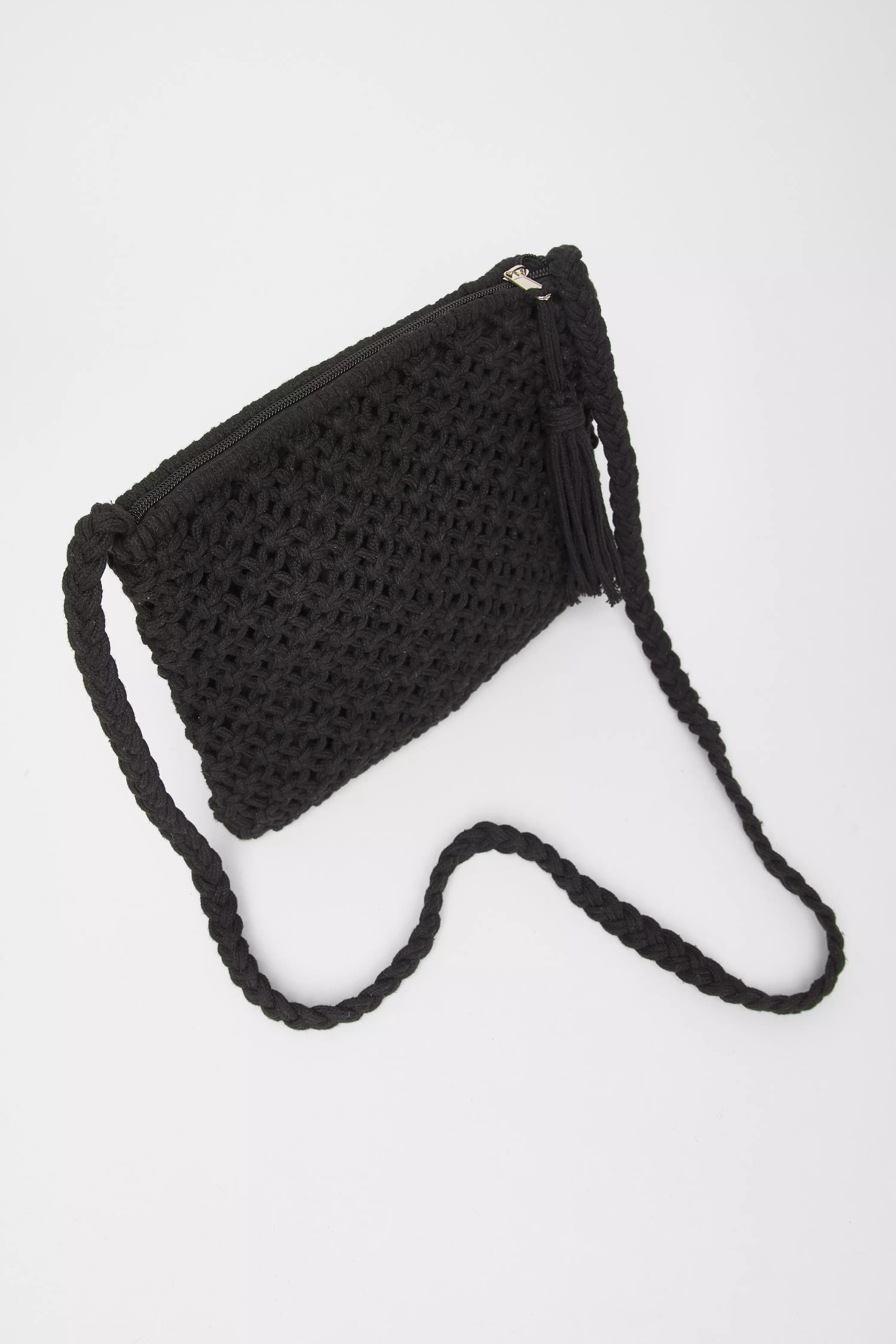 Black Crochet Cross Body Bag