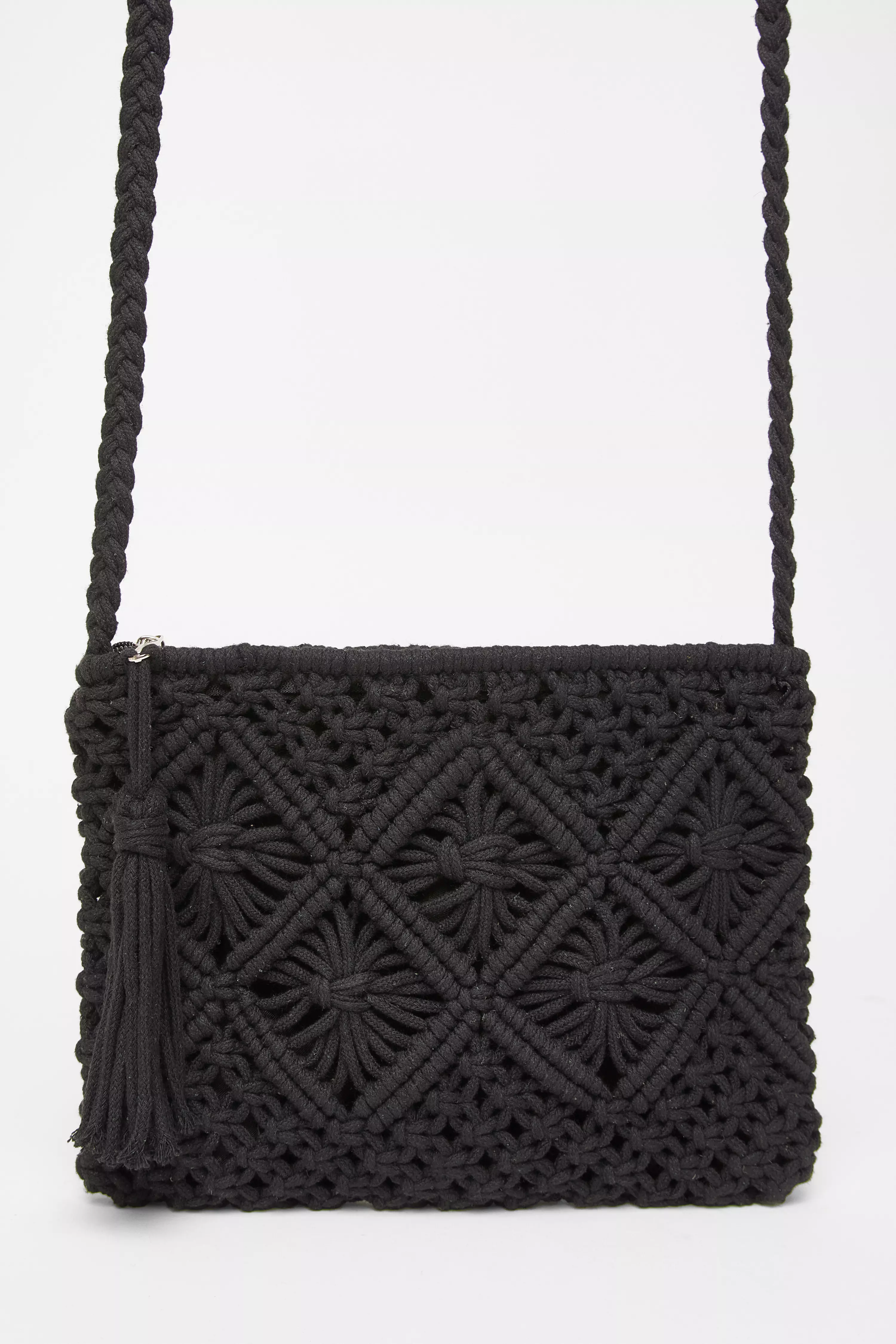 Black Crochet Cross Body Bag