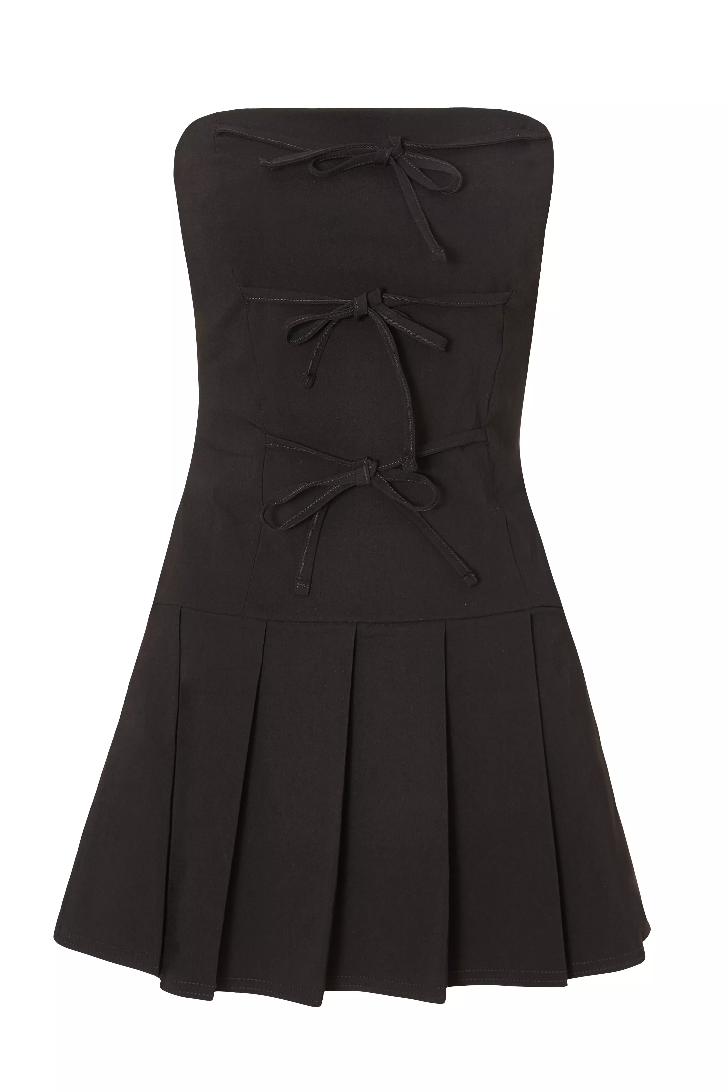 Black Tie Front Mini Dress