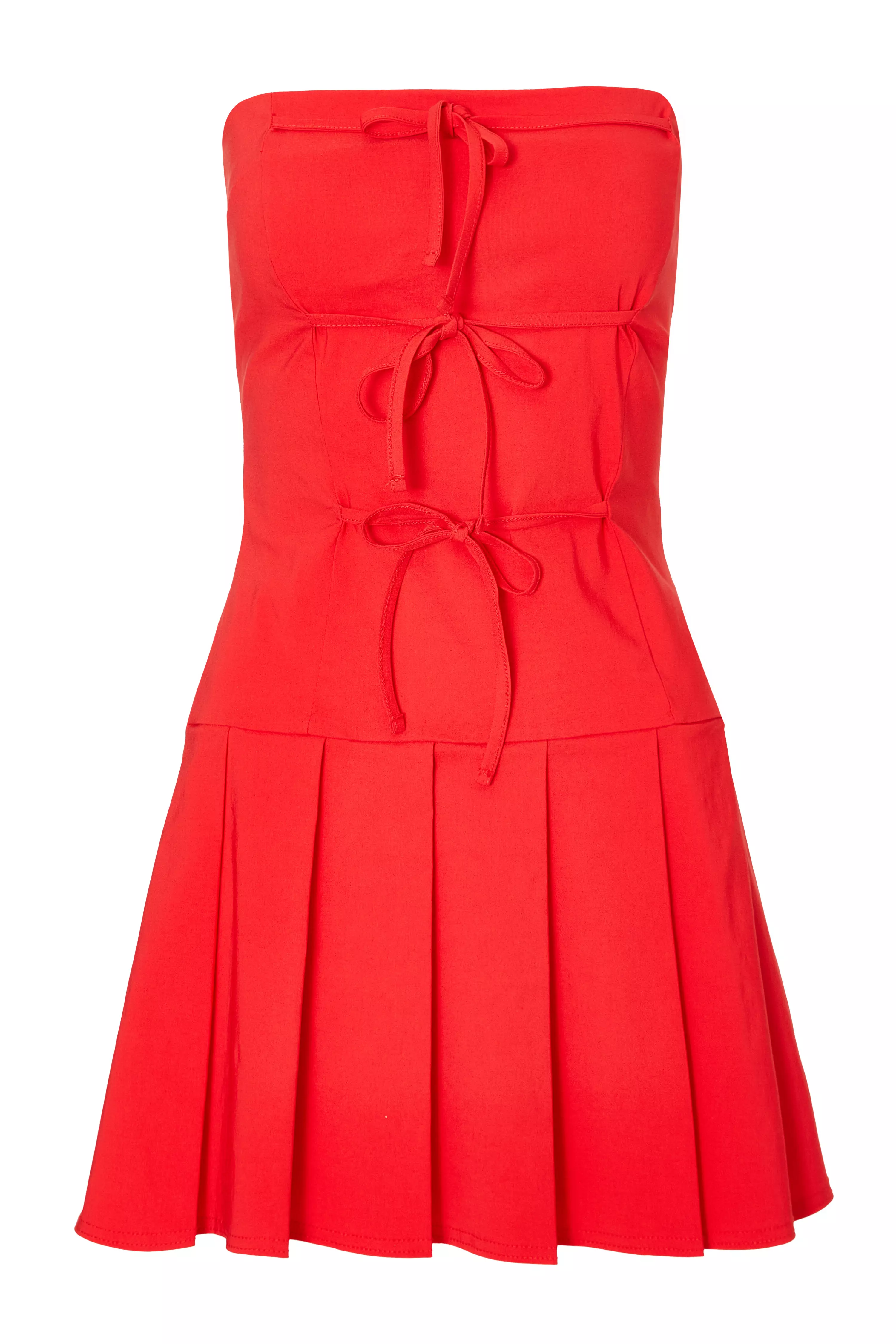 Red Tie Front Mini Dress