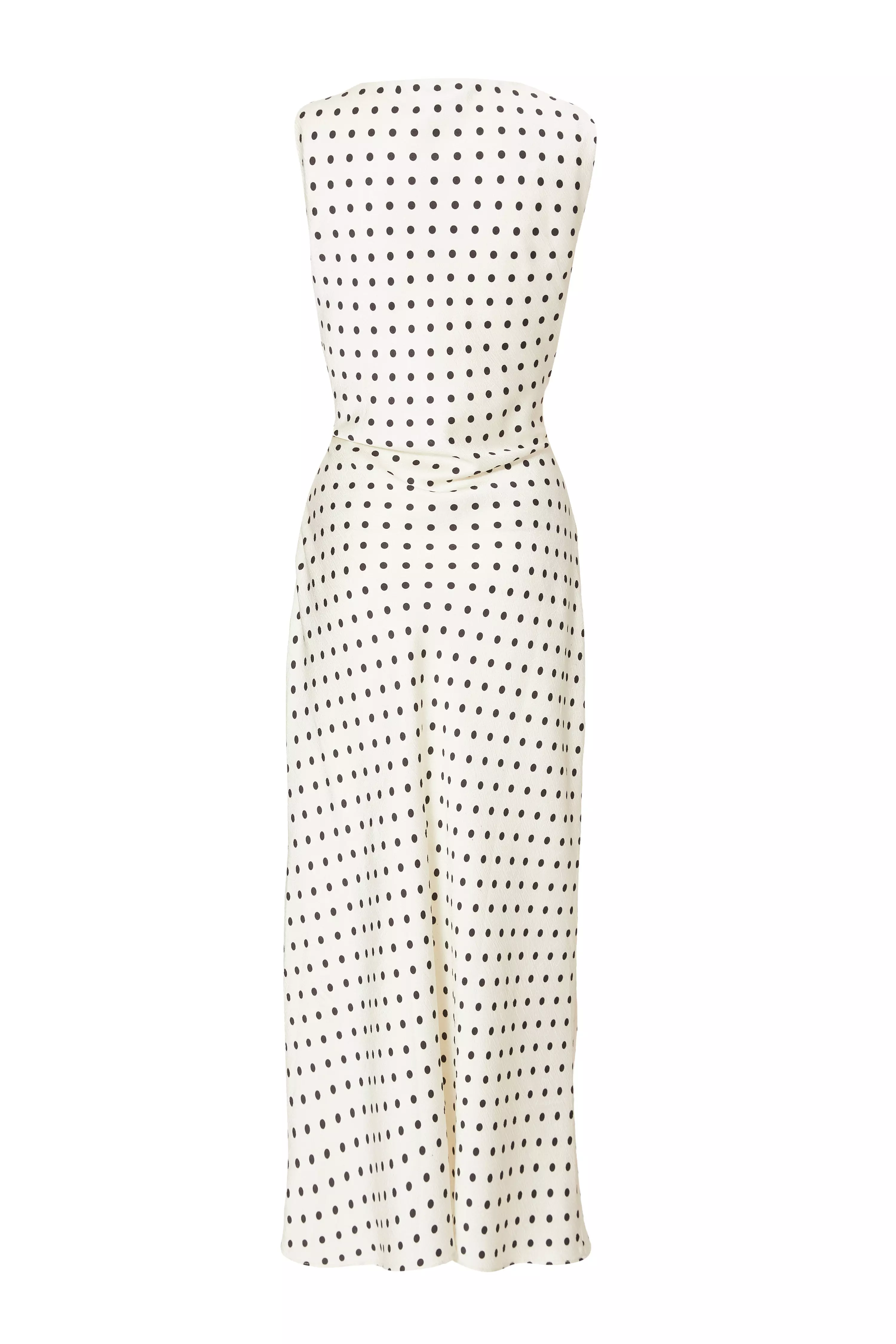 Cream Satin Polka Dot Midaxi Dress