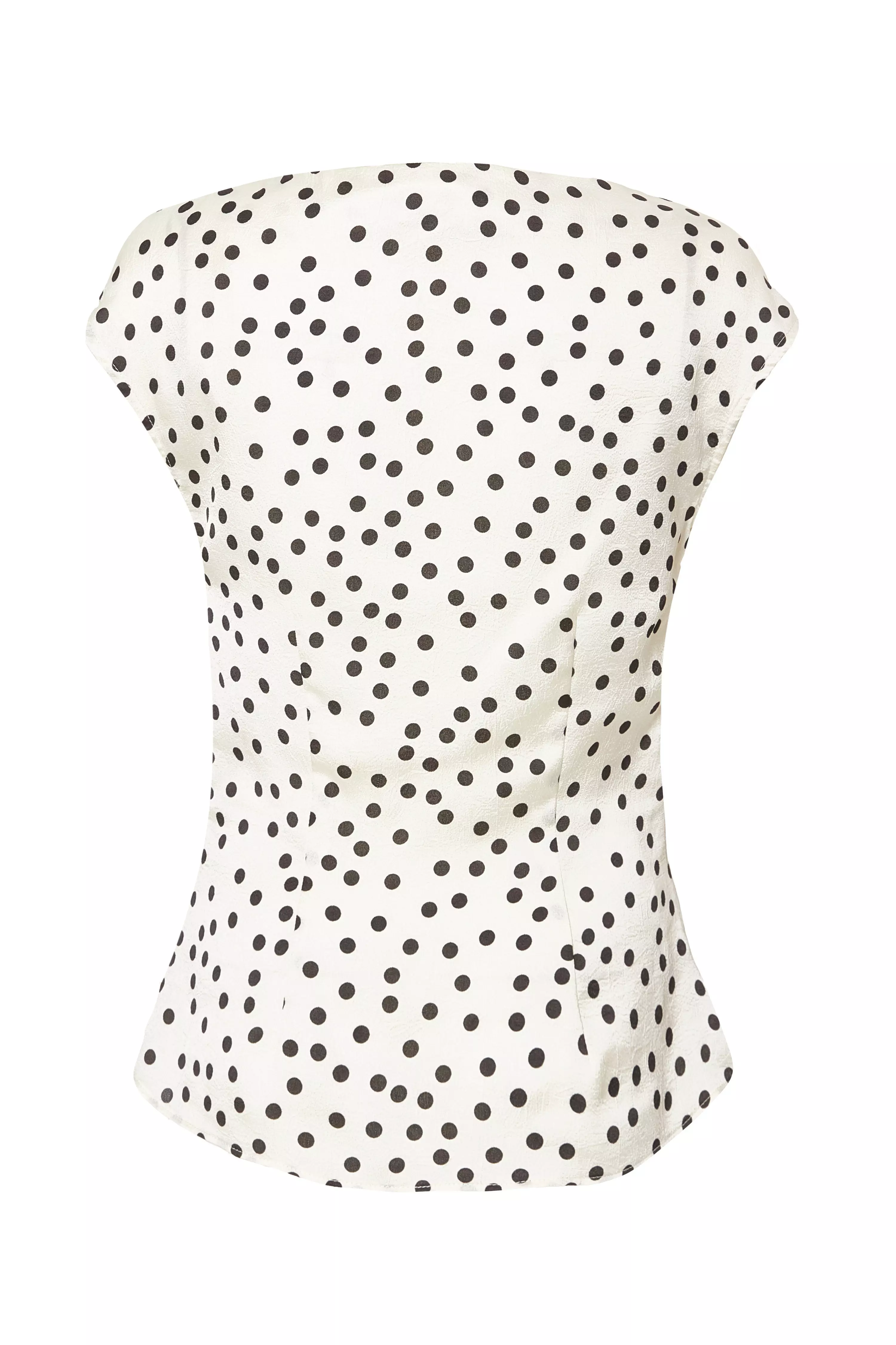 White Ruched Polka Dot Top