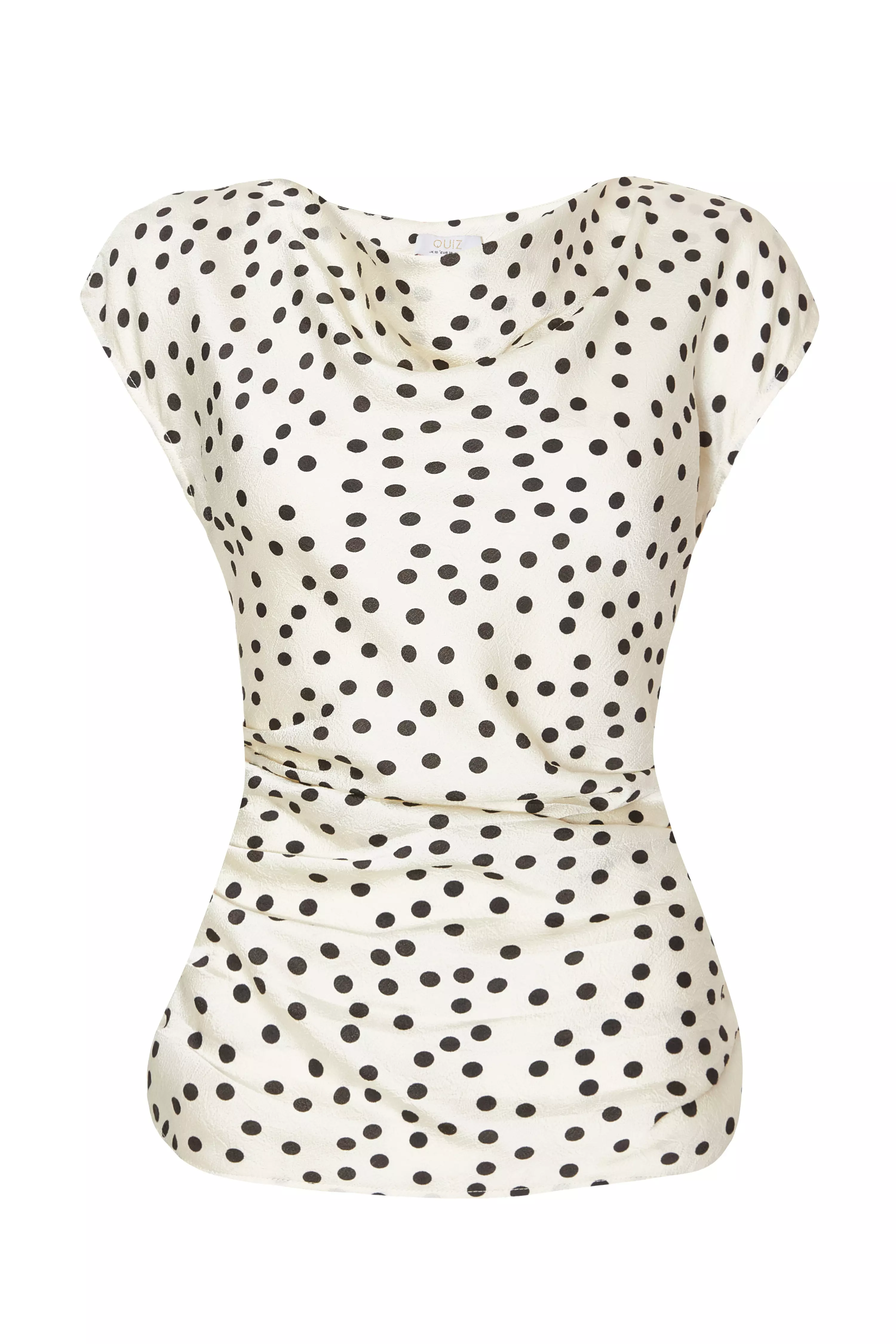 White Ruched Polka Dot Top