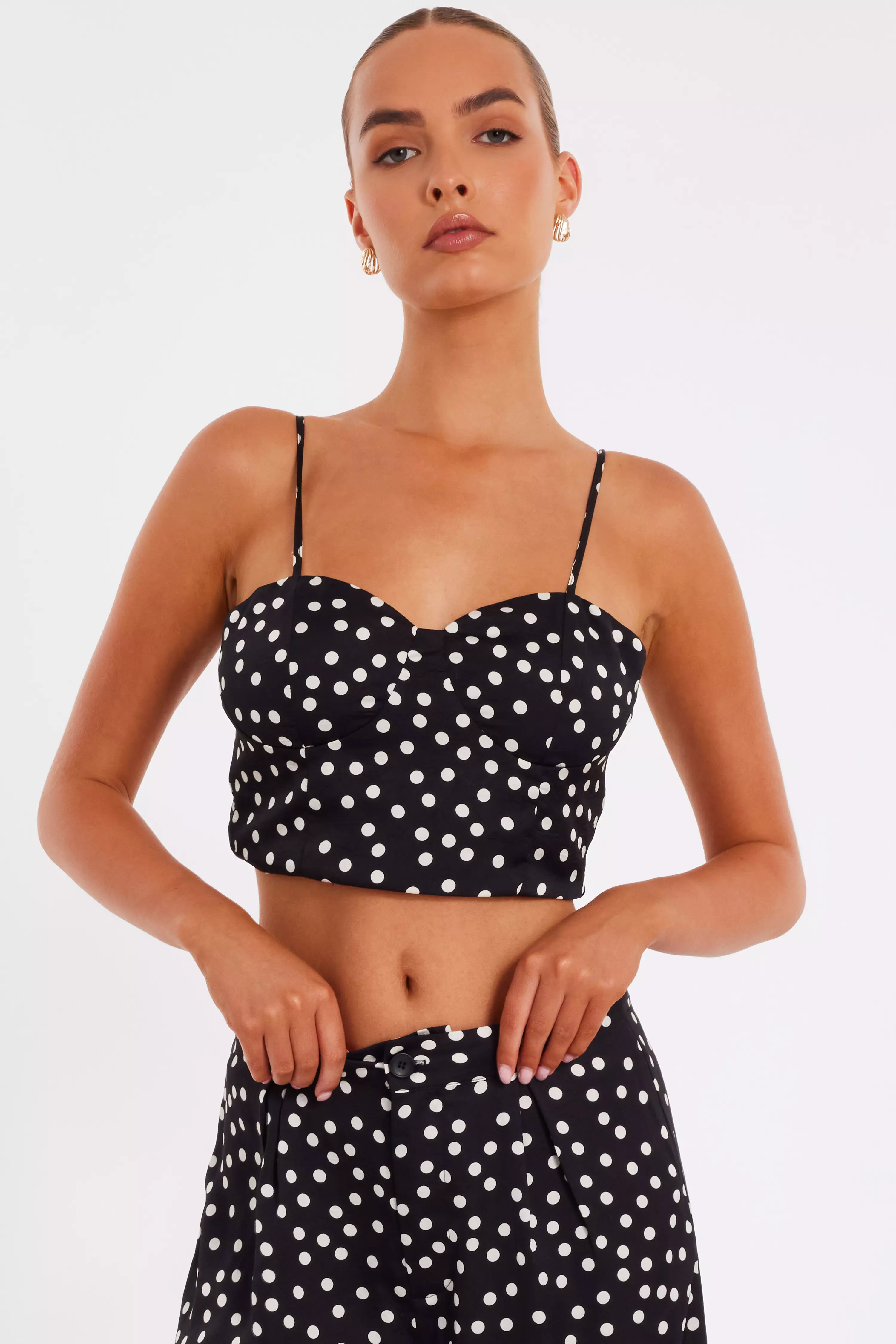 Black Polka Dot Crop Top
