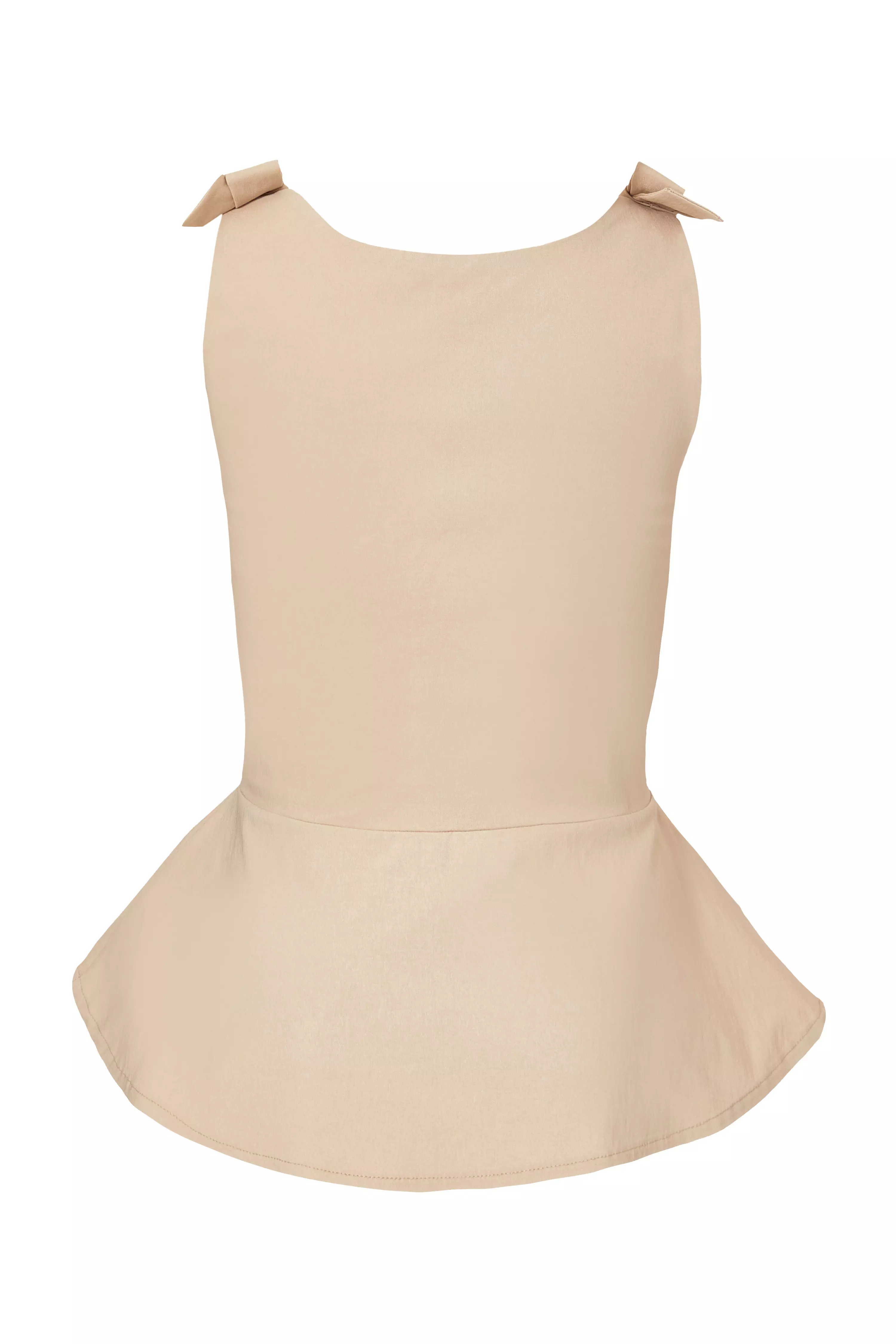Stone Bow Strap Peplum Top