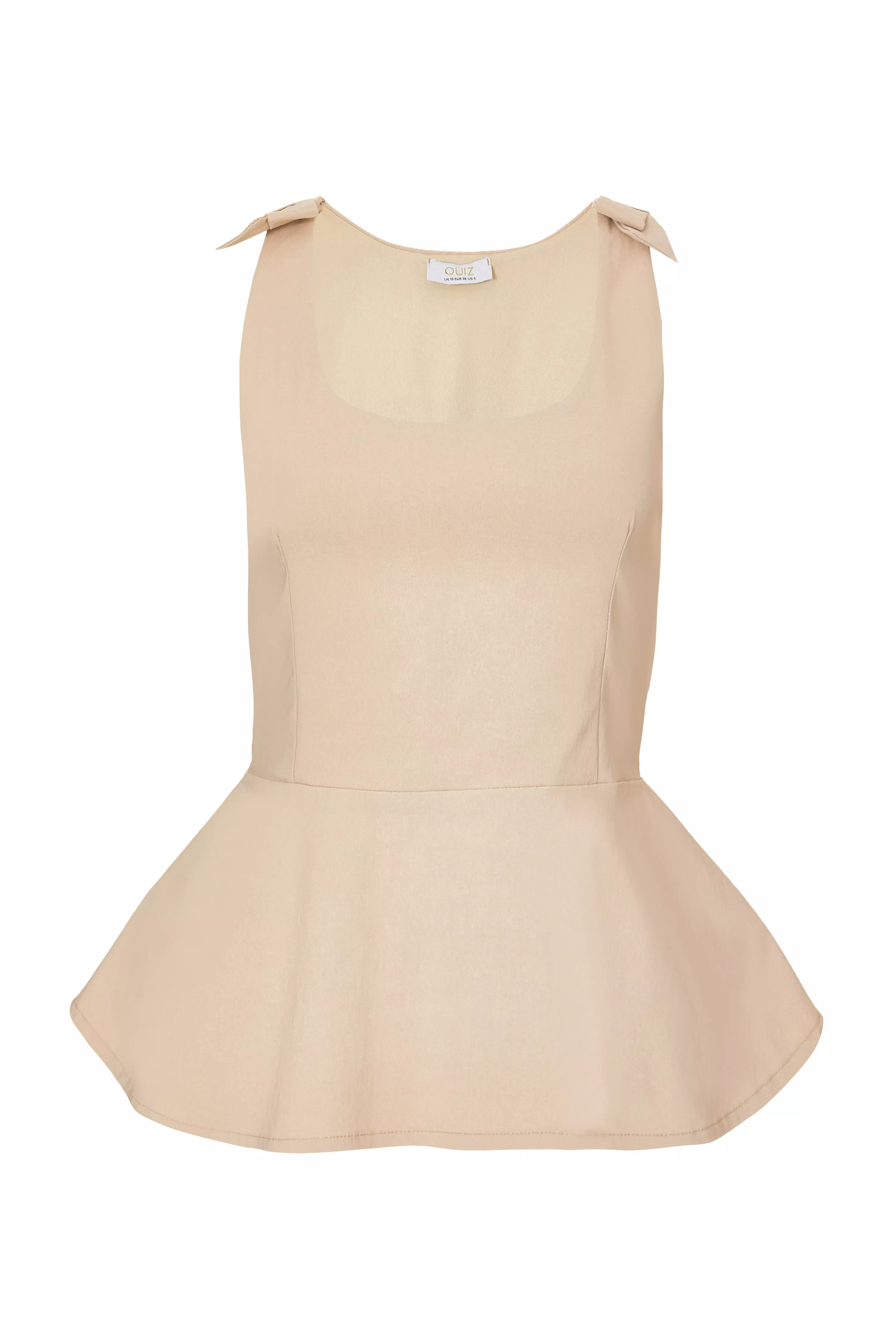 Stone Bow Strap Peplum Top