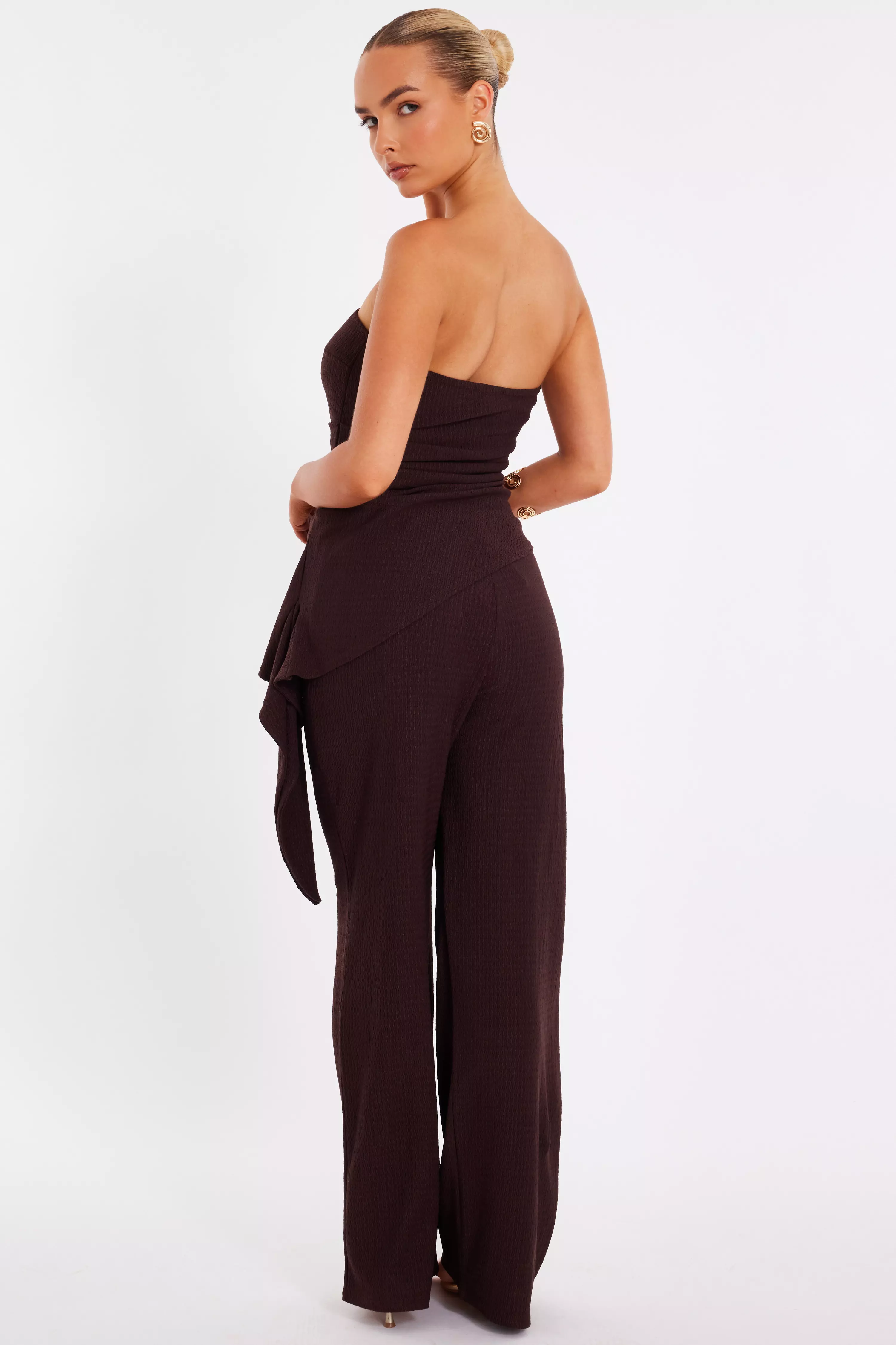 Brown Textured Bandeau Top