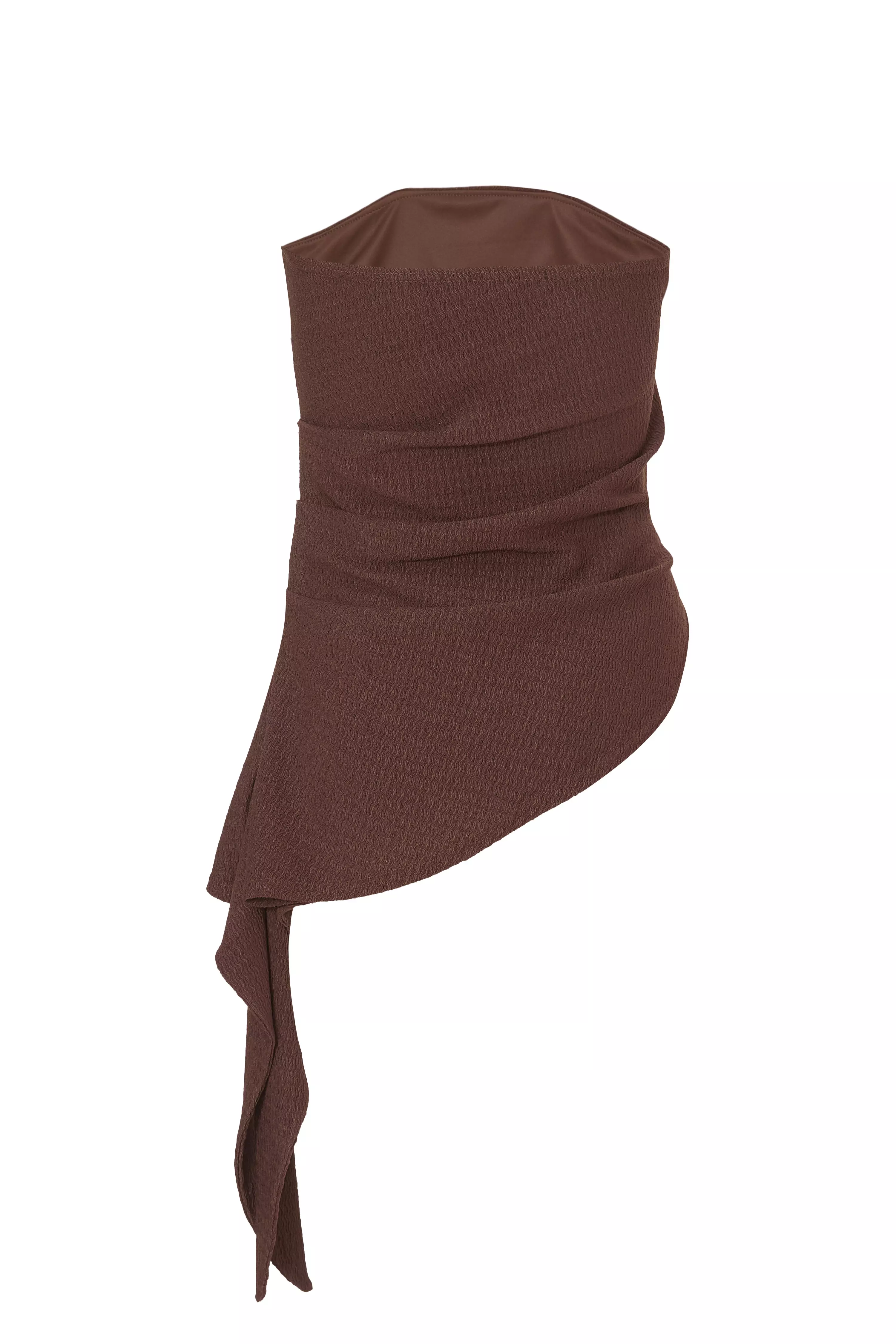 Brown Textured Bandeau Top