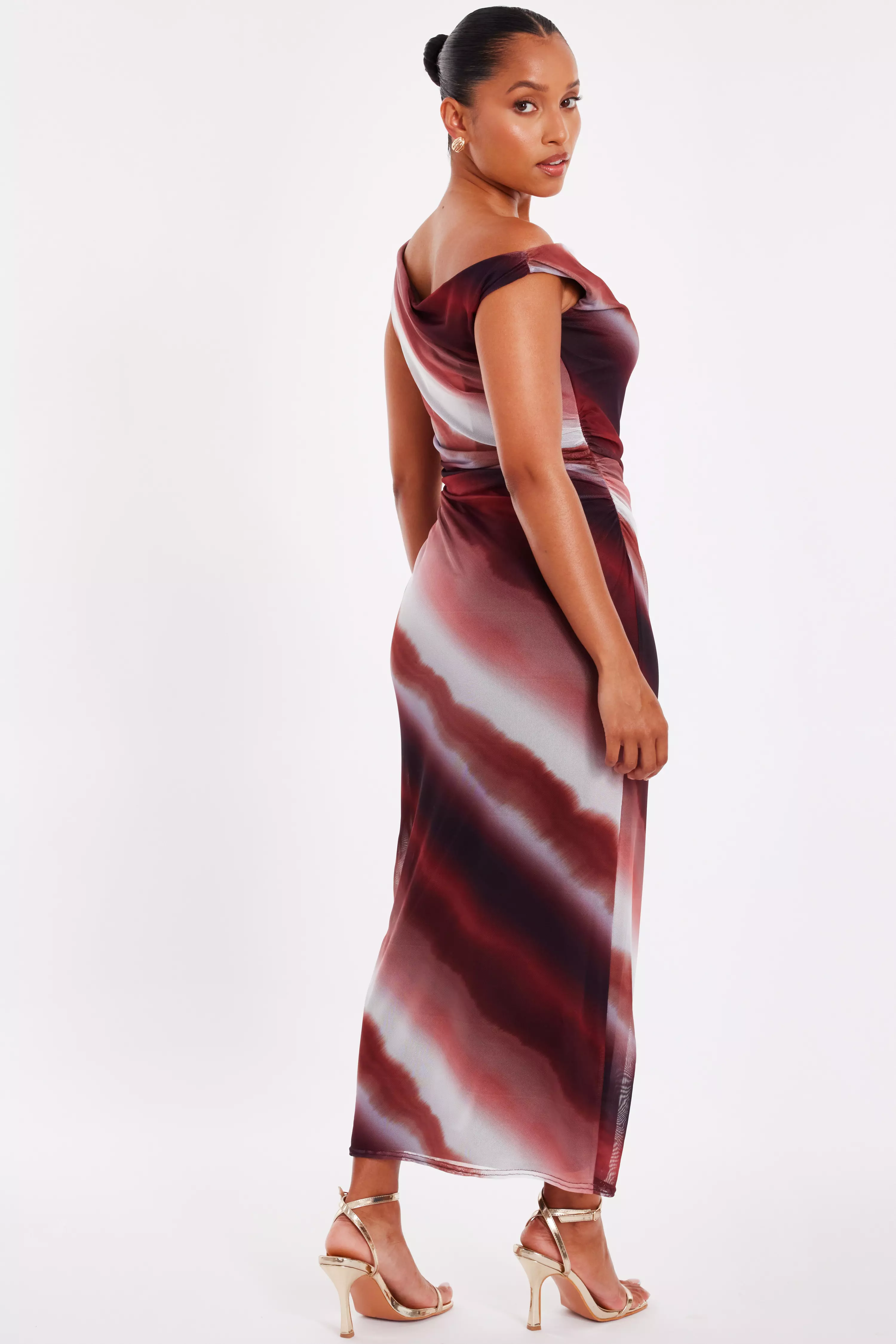 Petite Brown Mesh Ombre Midaxi Dress