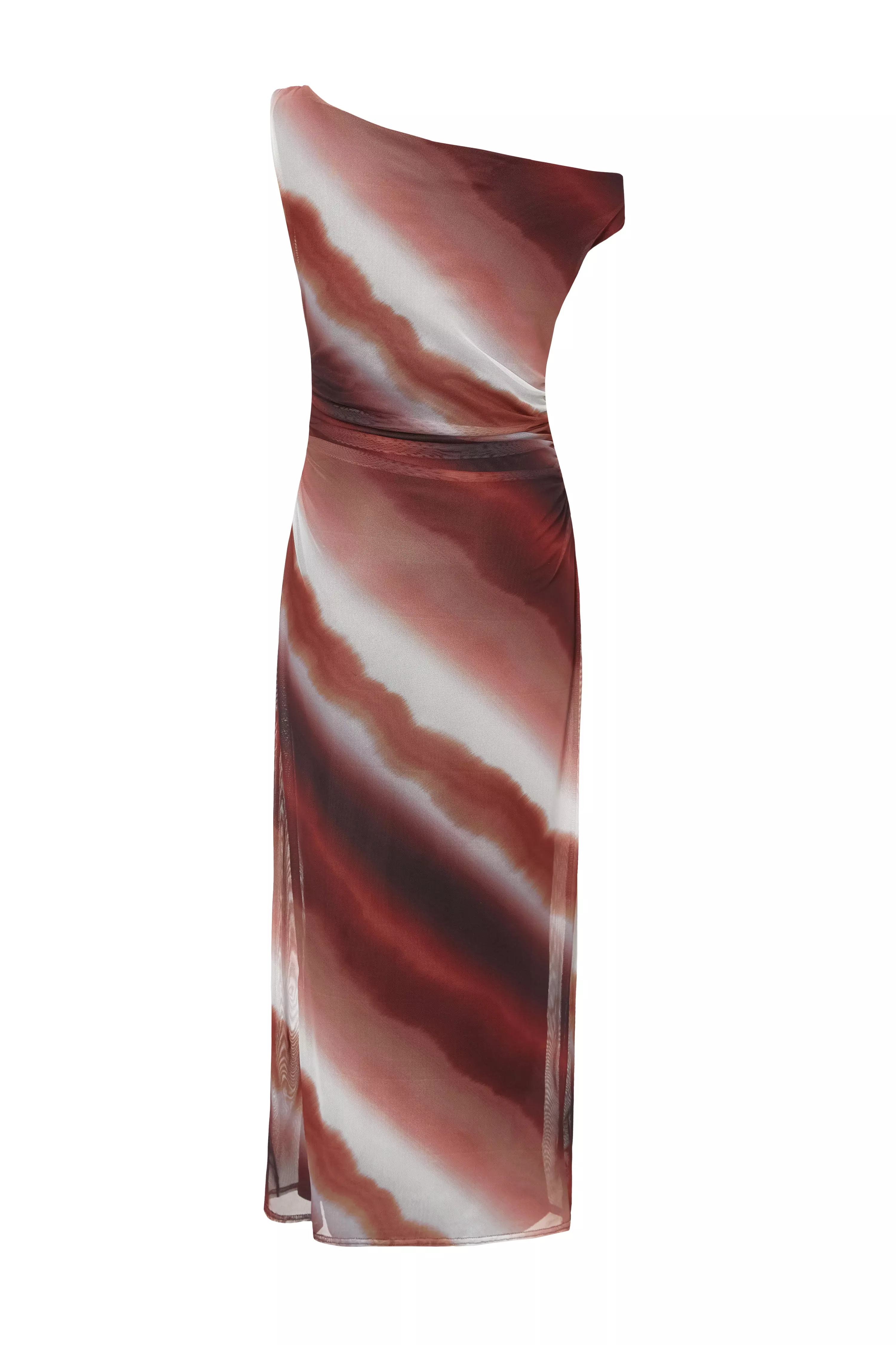 Petite Brown Mesh Ombre Midaxi Dress