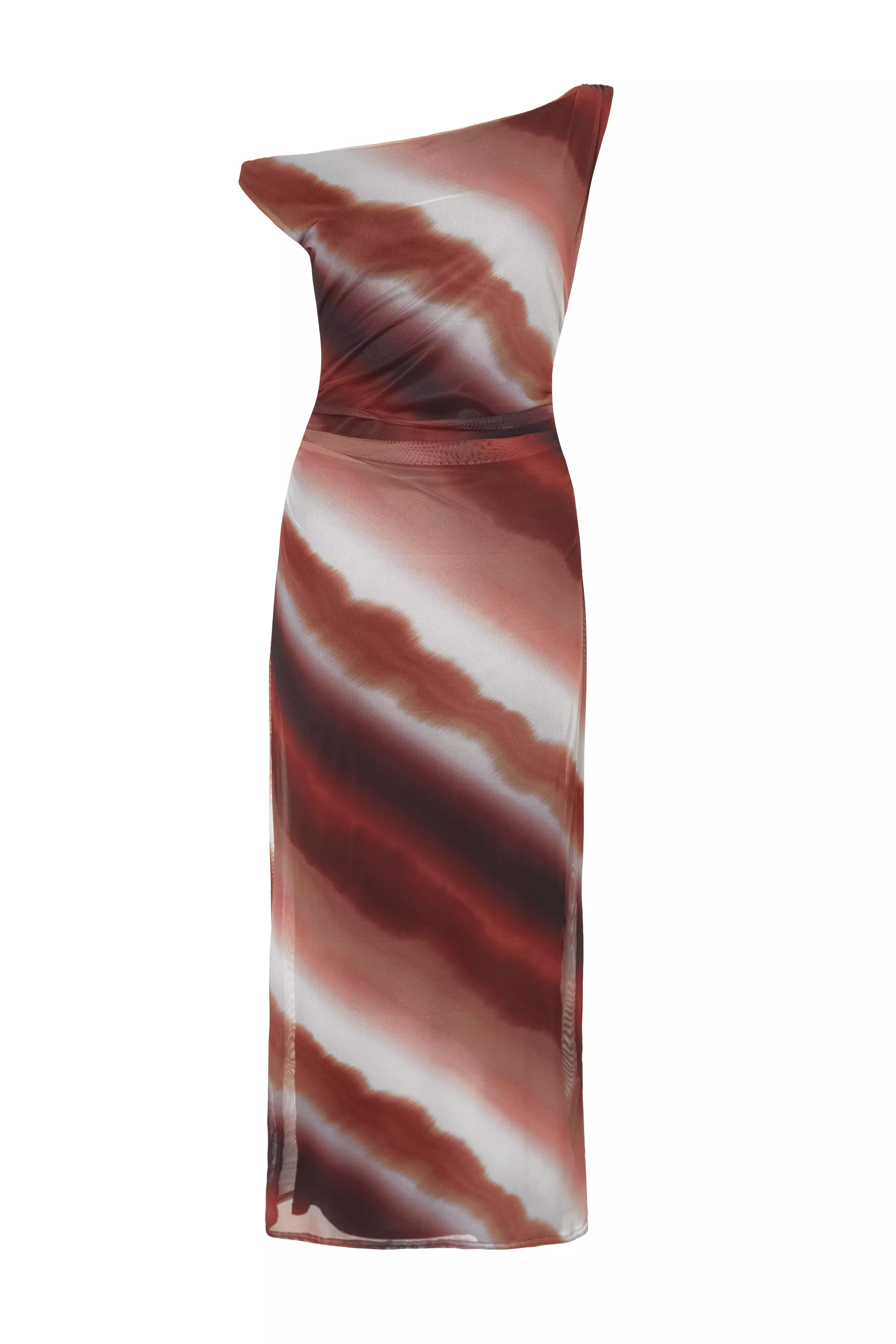Petite Brown Mesh Ombre Midaxi Dress