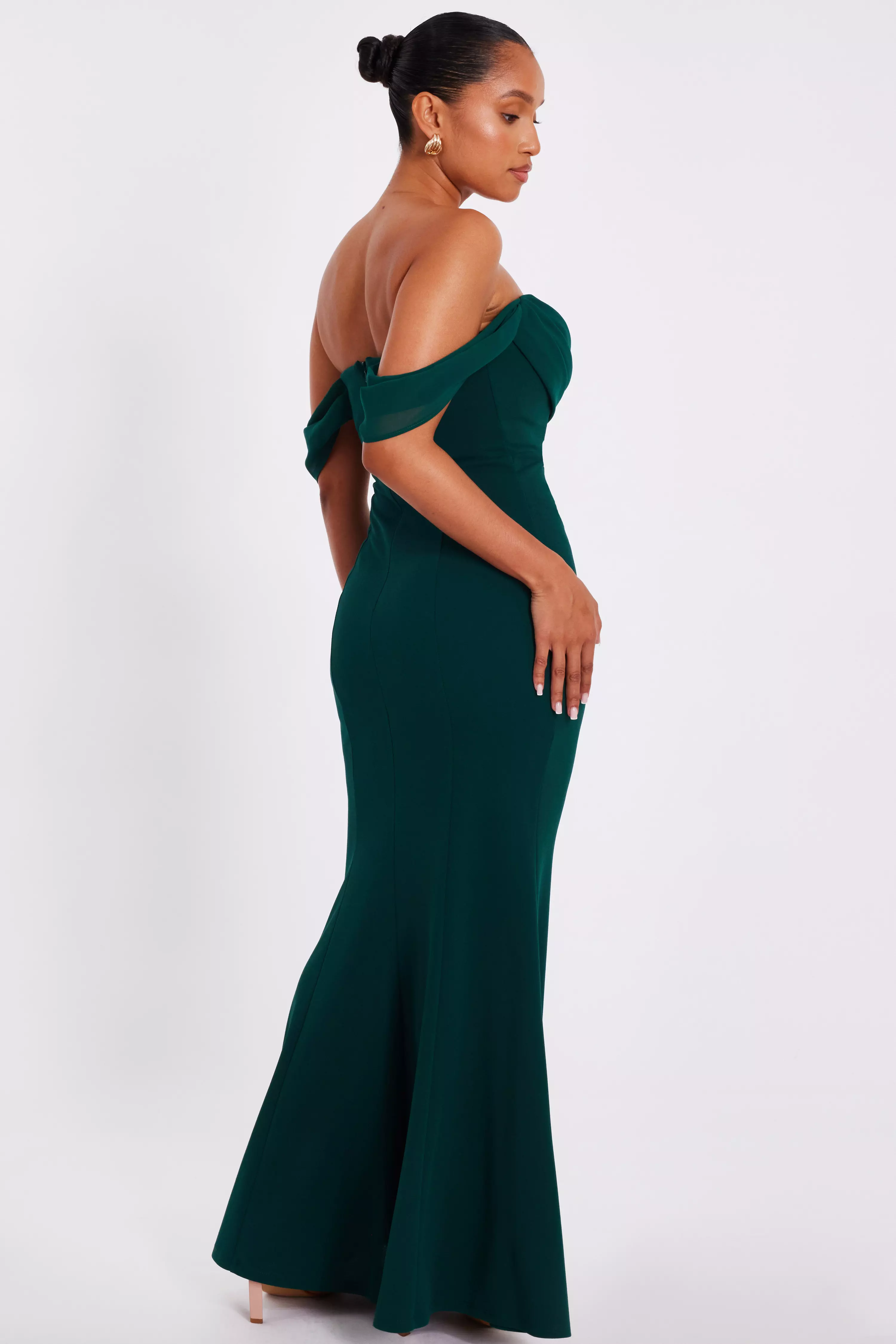 Petite Bottle Green Drop Sleeve Maxi Dress
