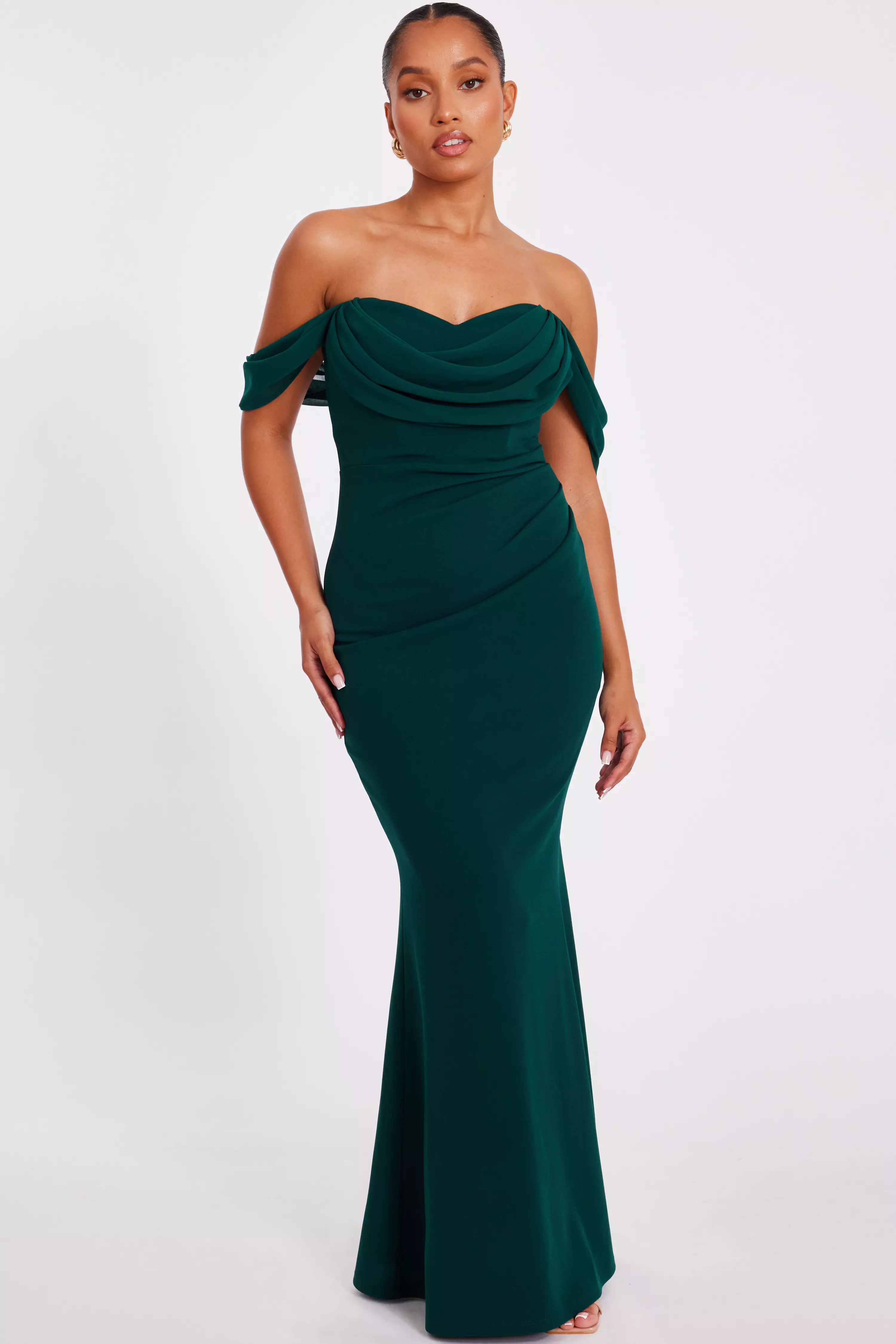 Petite Bottle Green Drop Sleeve Maxi Dress