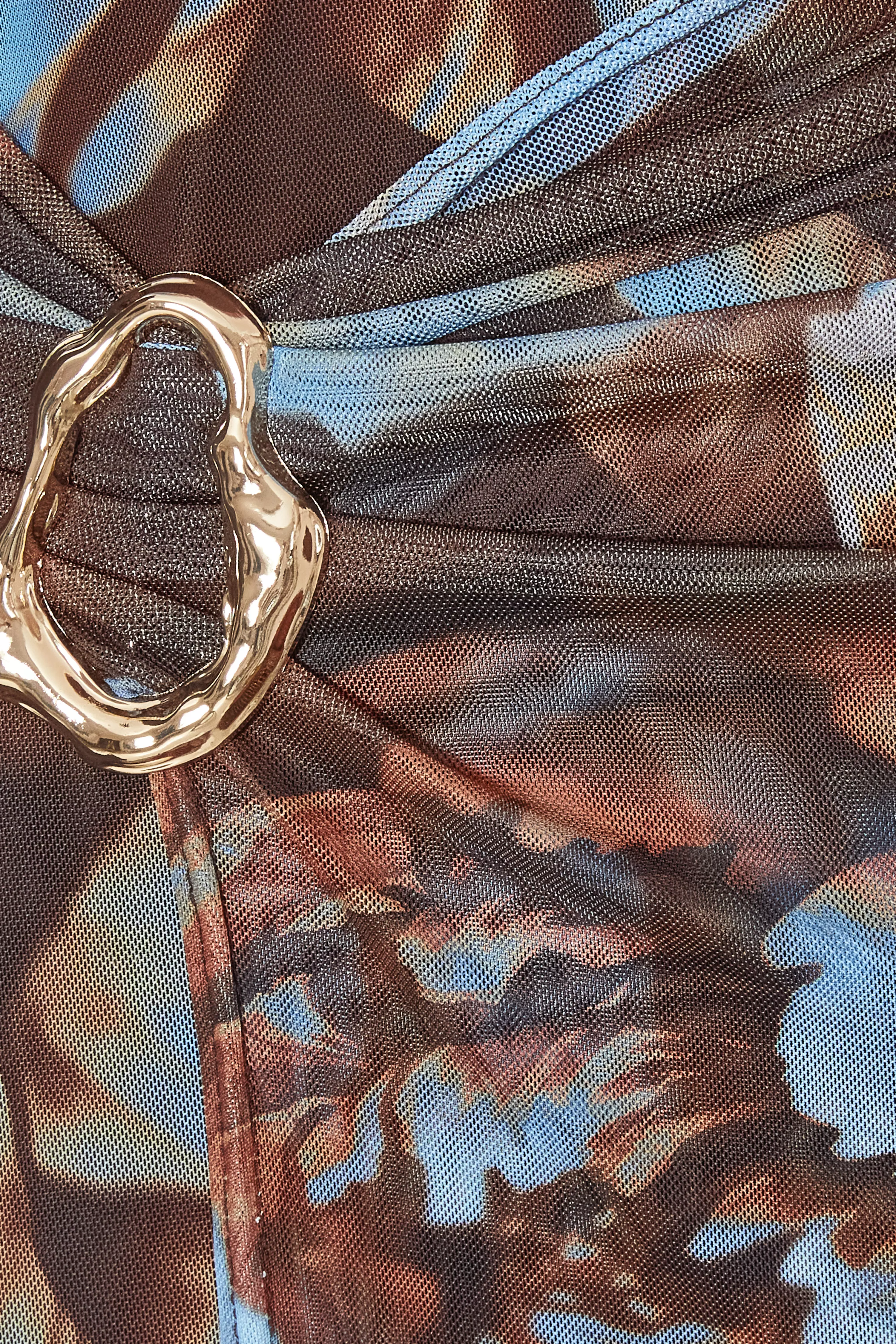Petite Brown Floral Mesh Midaxi Dress