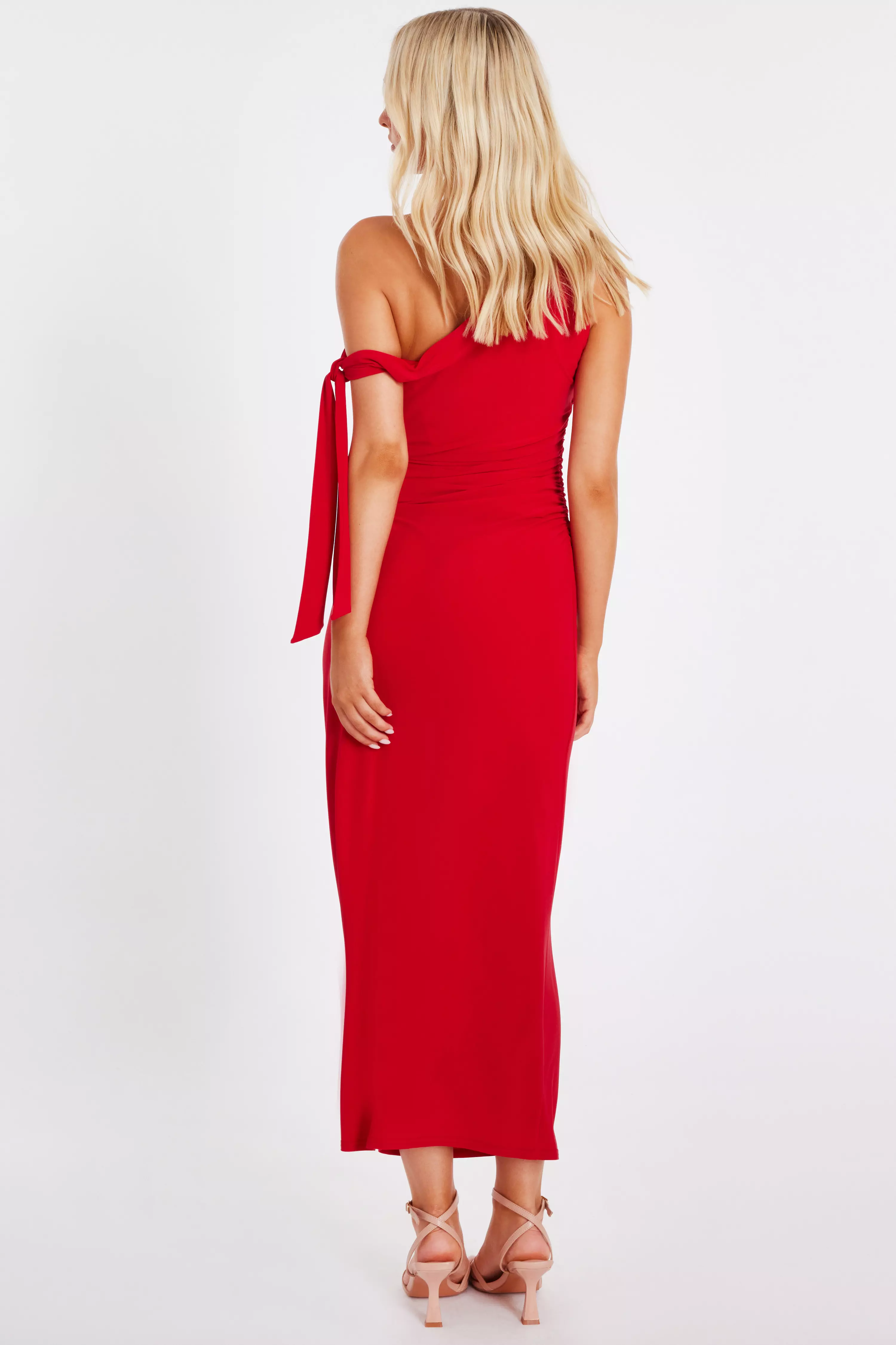 Red Asymmetric Midaxi Dress