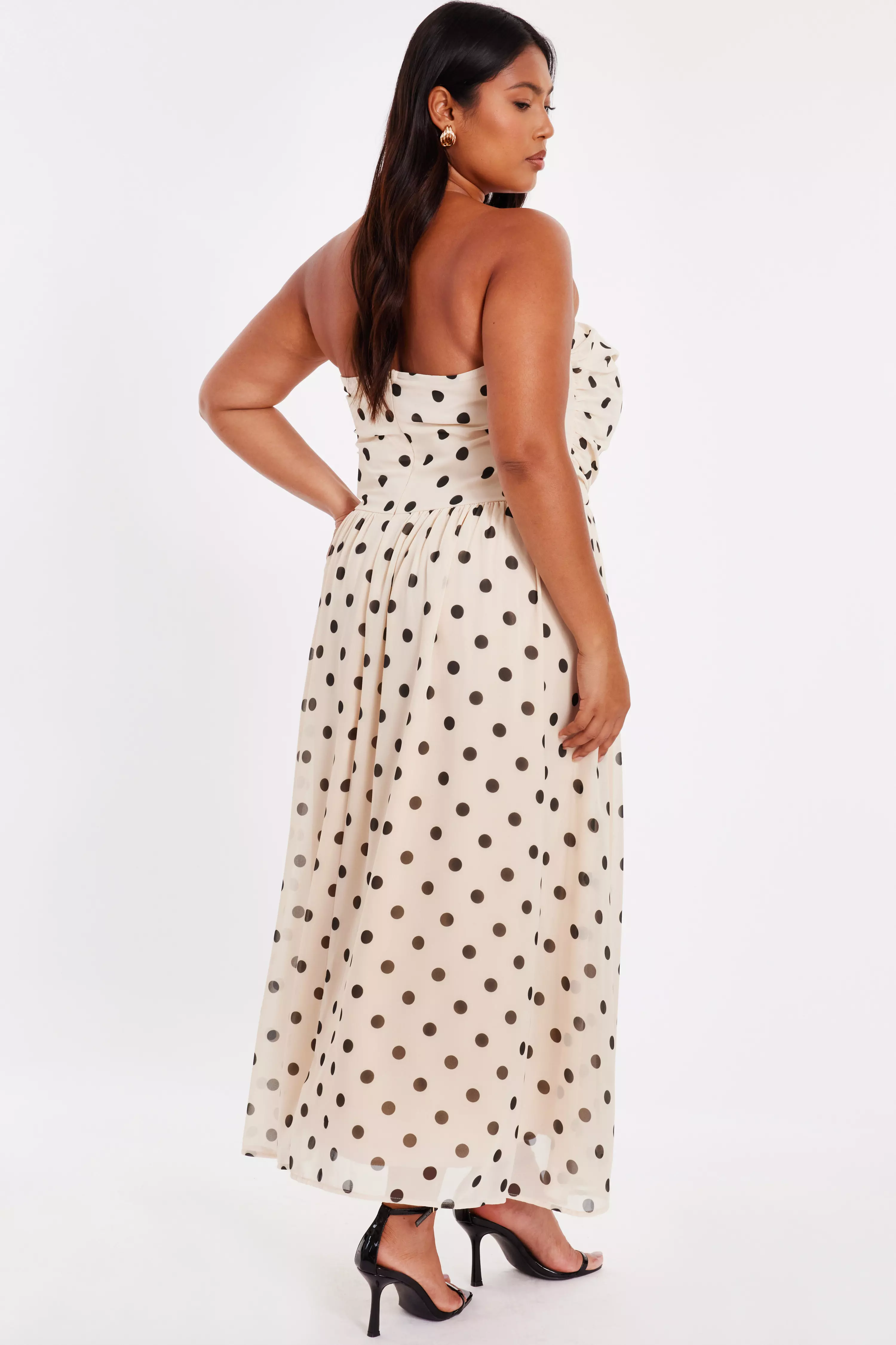 Curve Stone Chiffon Polka Dot Midi Dress