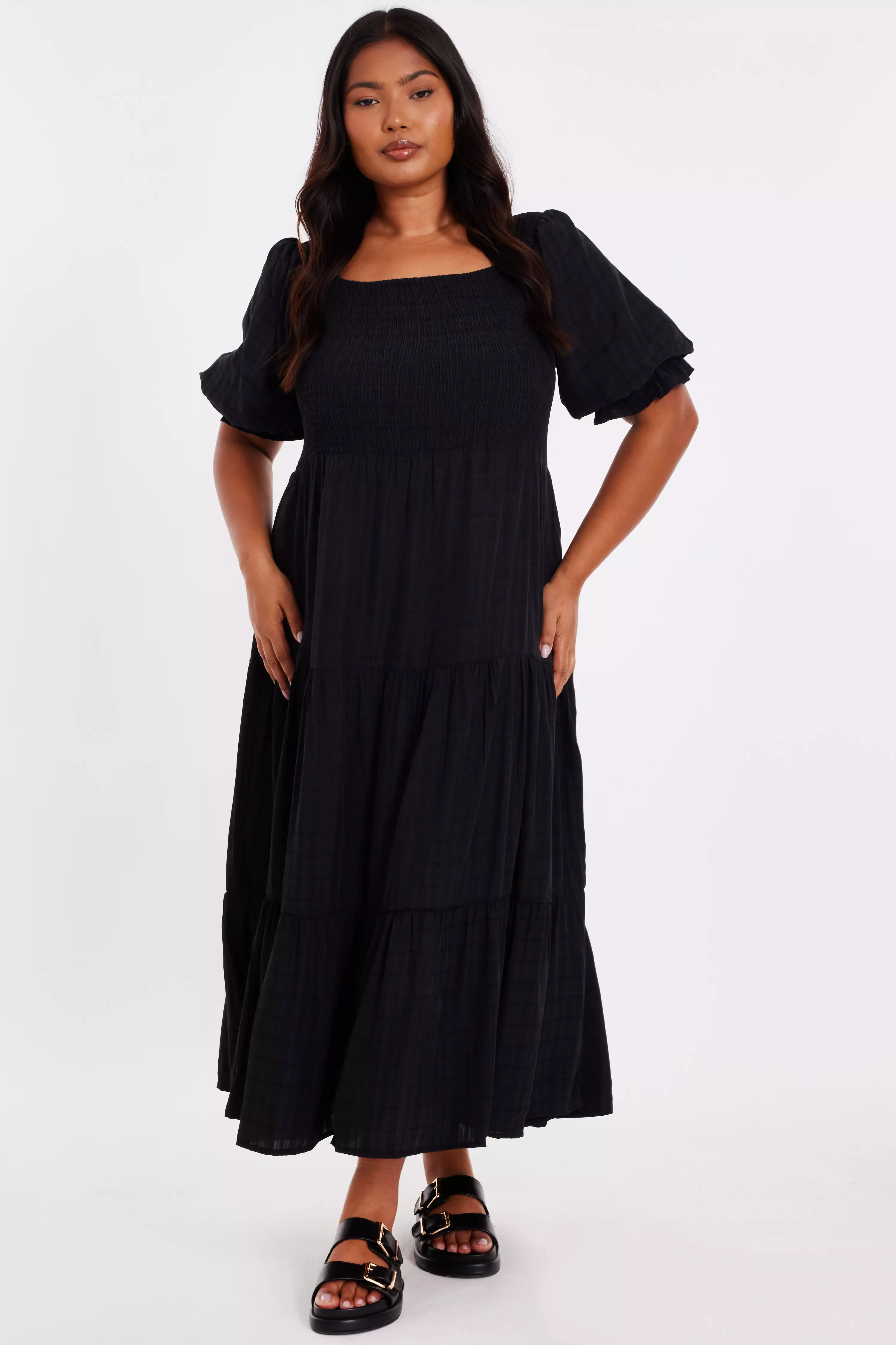 Curve Black Jacquard Midaxi Dress