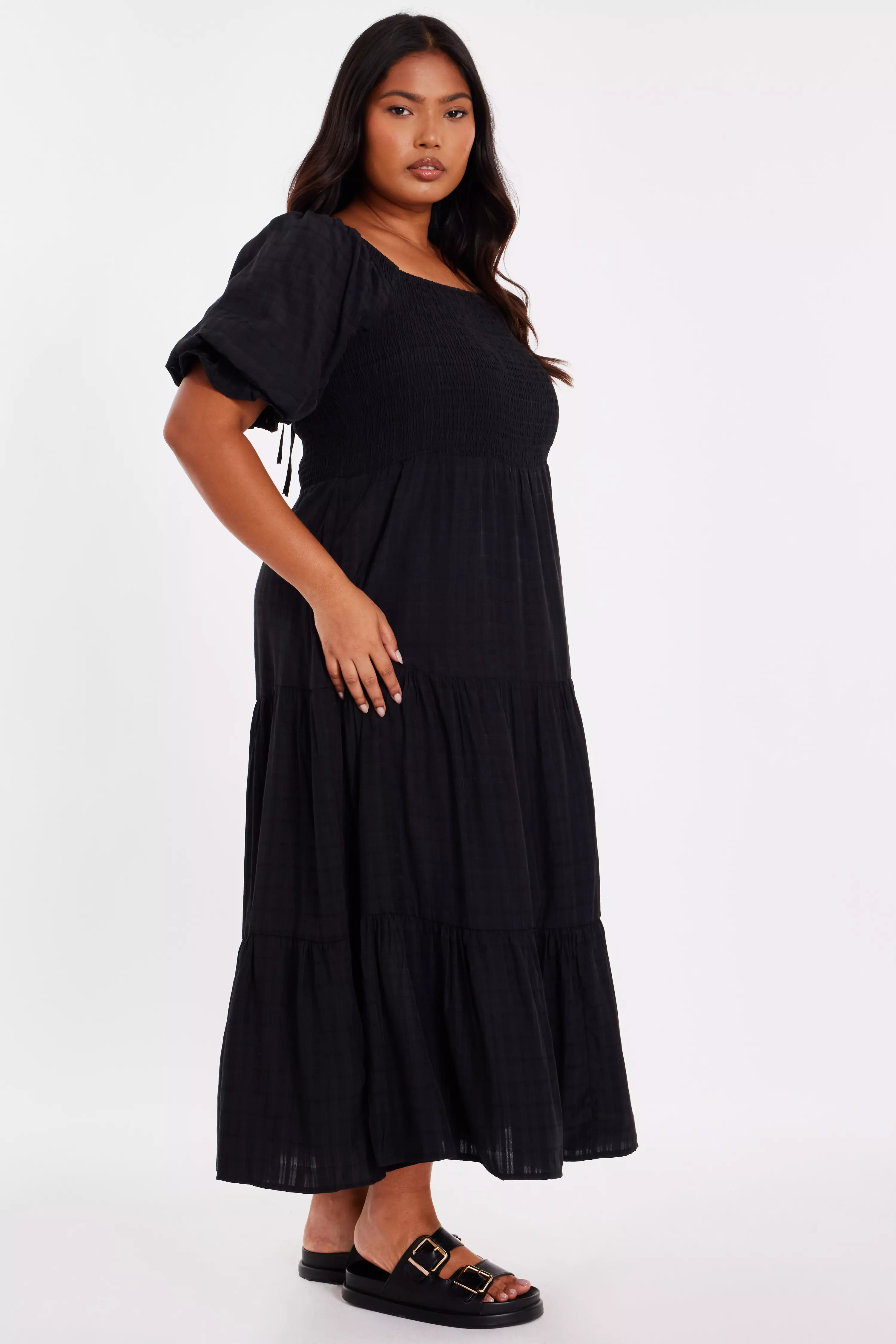 Curve Black Jacquard Midaxi Dress